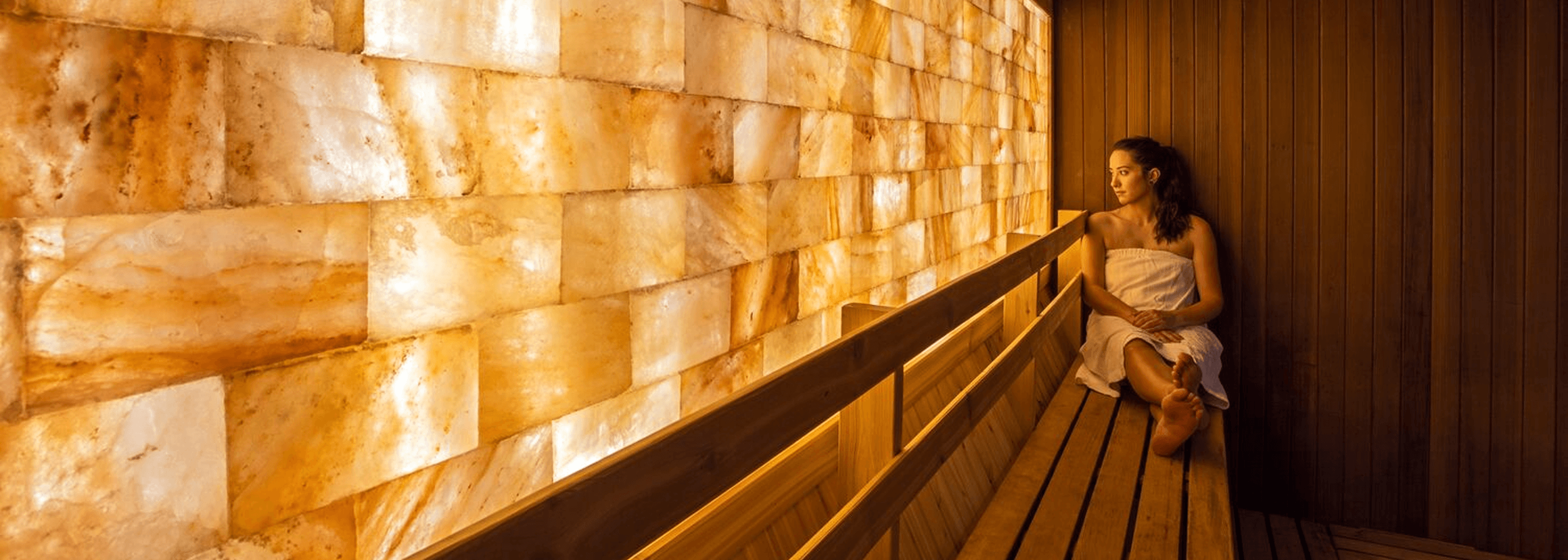 A woman in a salt sauna