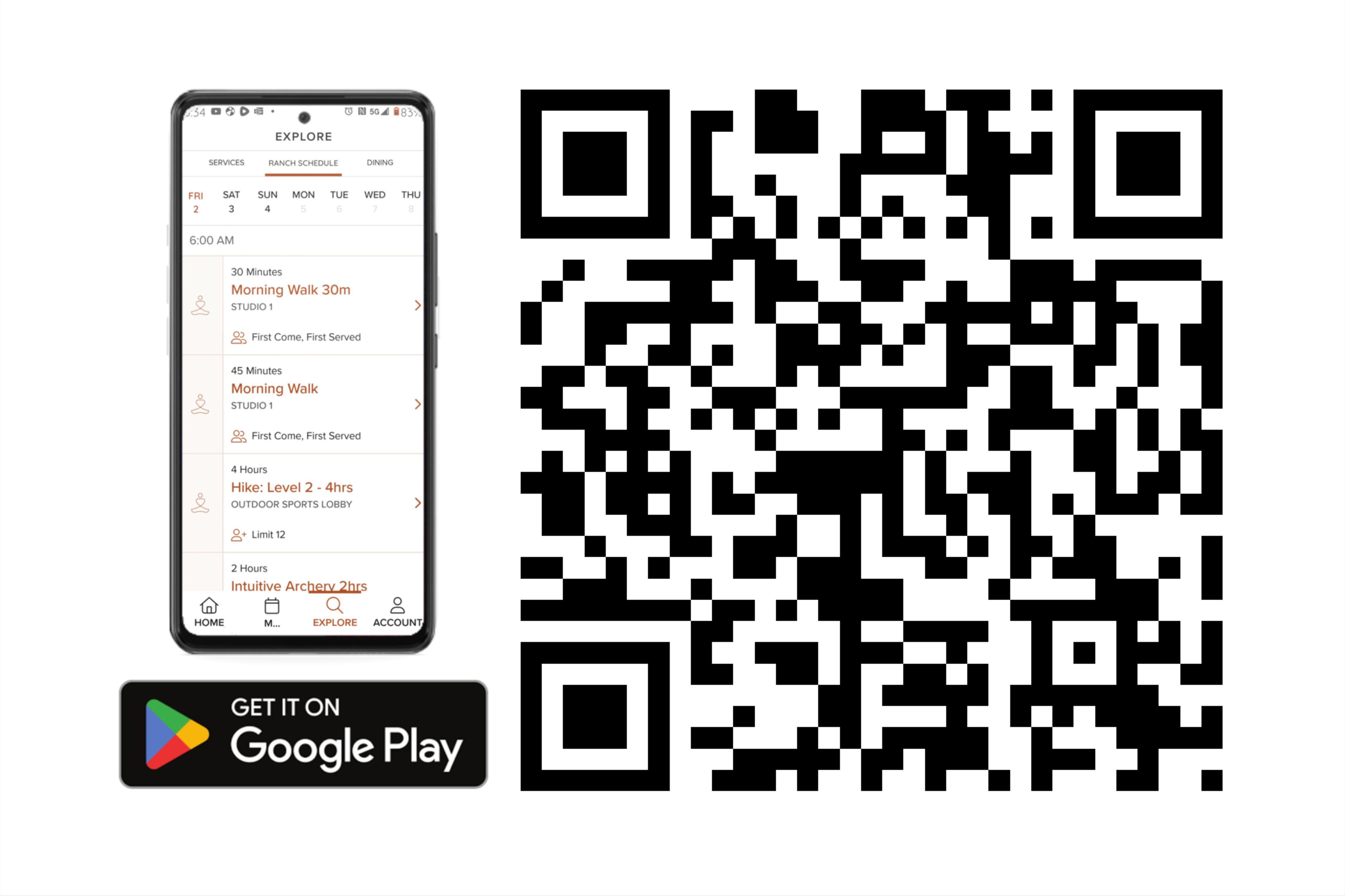 a QR code that links to the Canyon Ranch app on the Google Play store