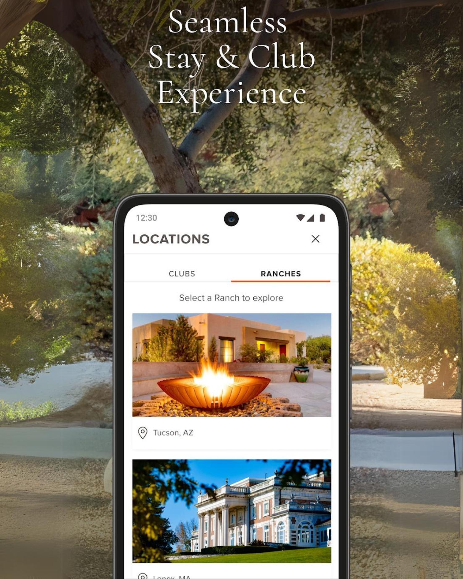 a screen shot of the Canyon Ranch App surrounded by promotional text
