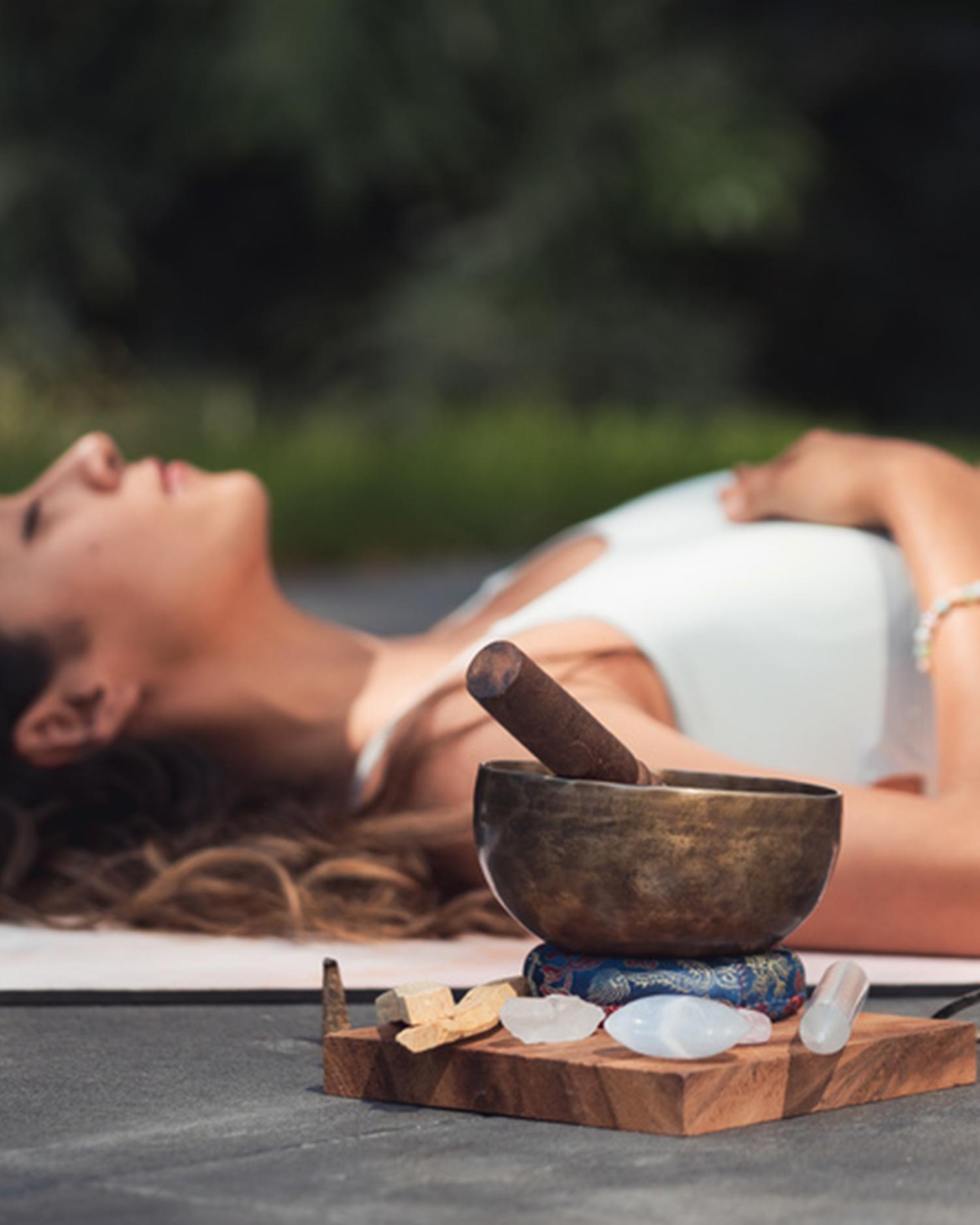A woman getting a sound healing