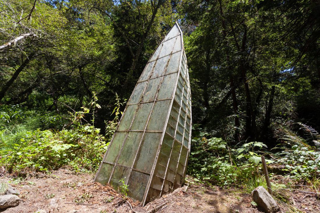 Sculpture by John Roloff on hiking path at Djerassi artist retreat