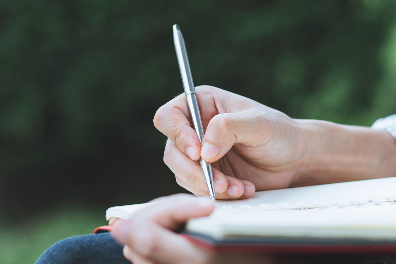 a woman writing