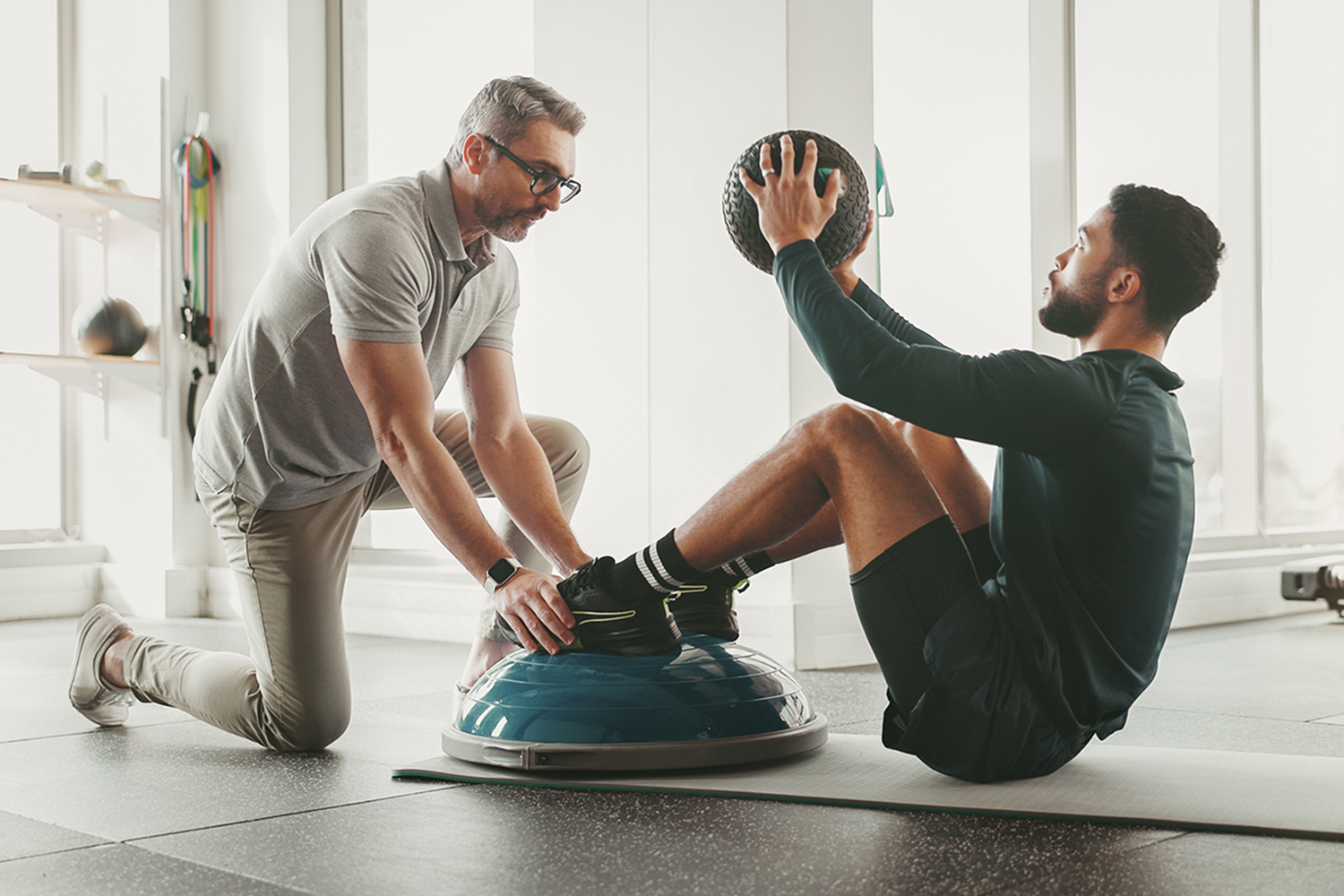 a man getting a personal training lesson