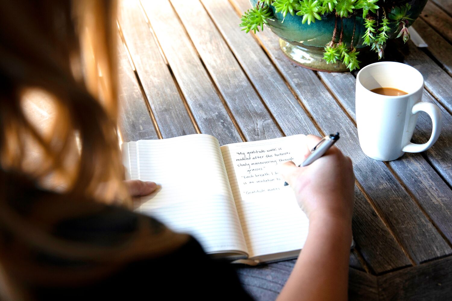A woman journaling