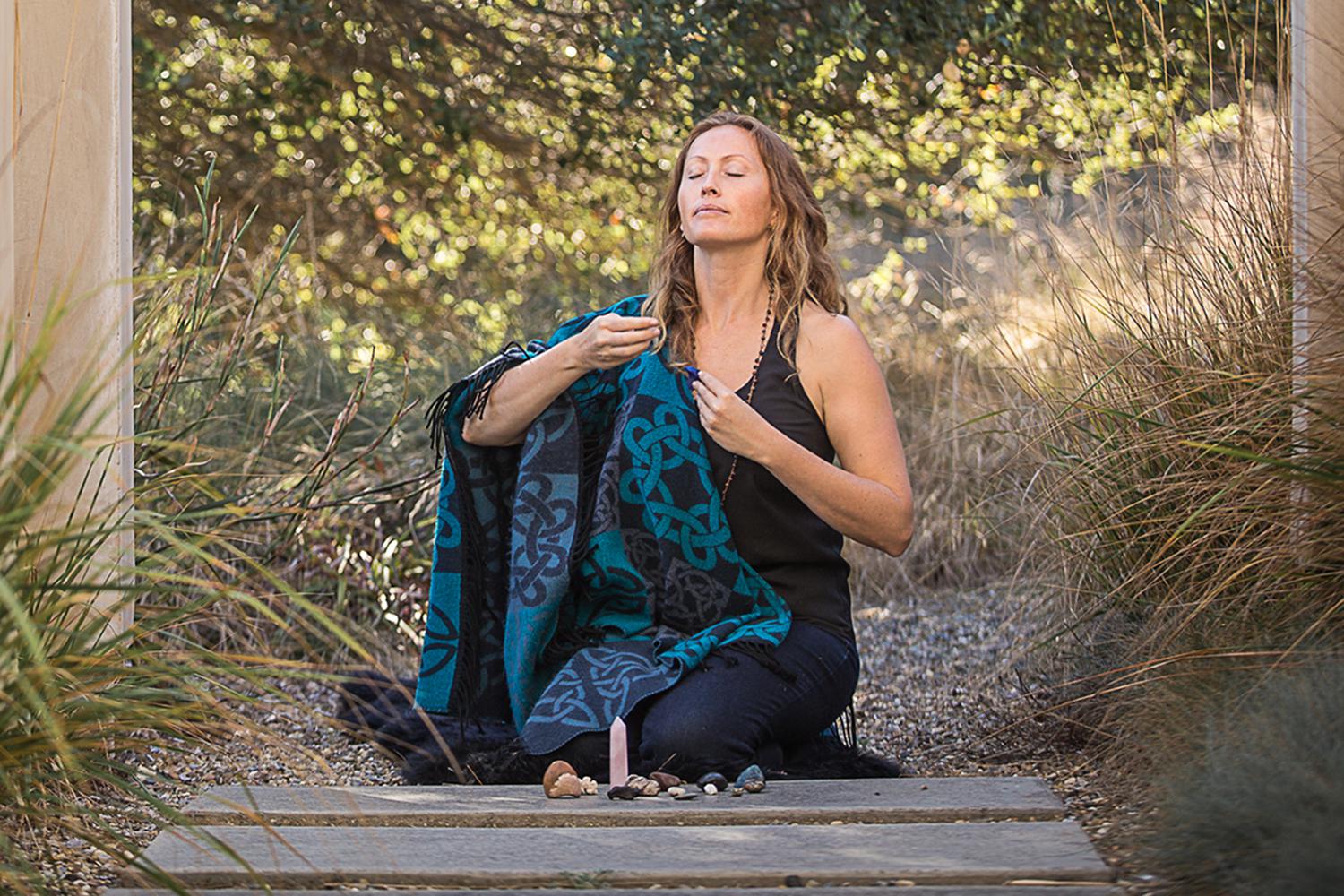 A woman meditating