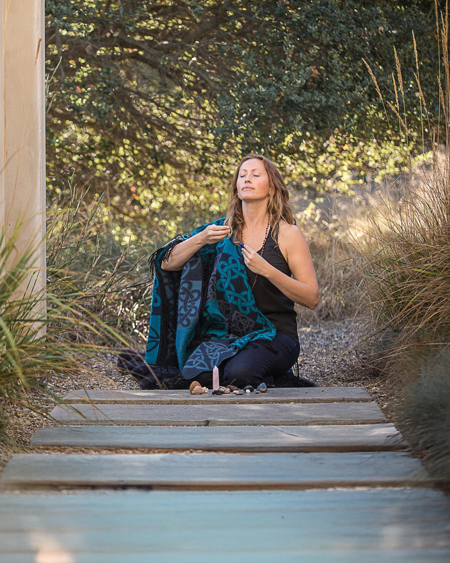 A woman meditating