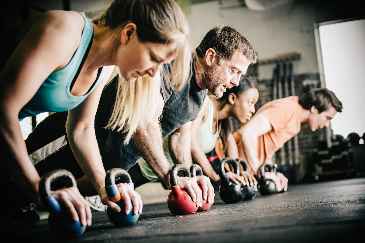 a group working out