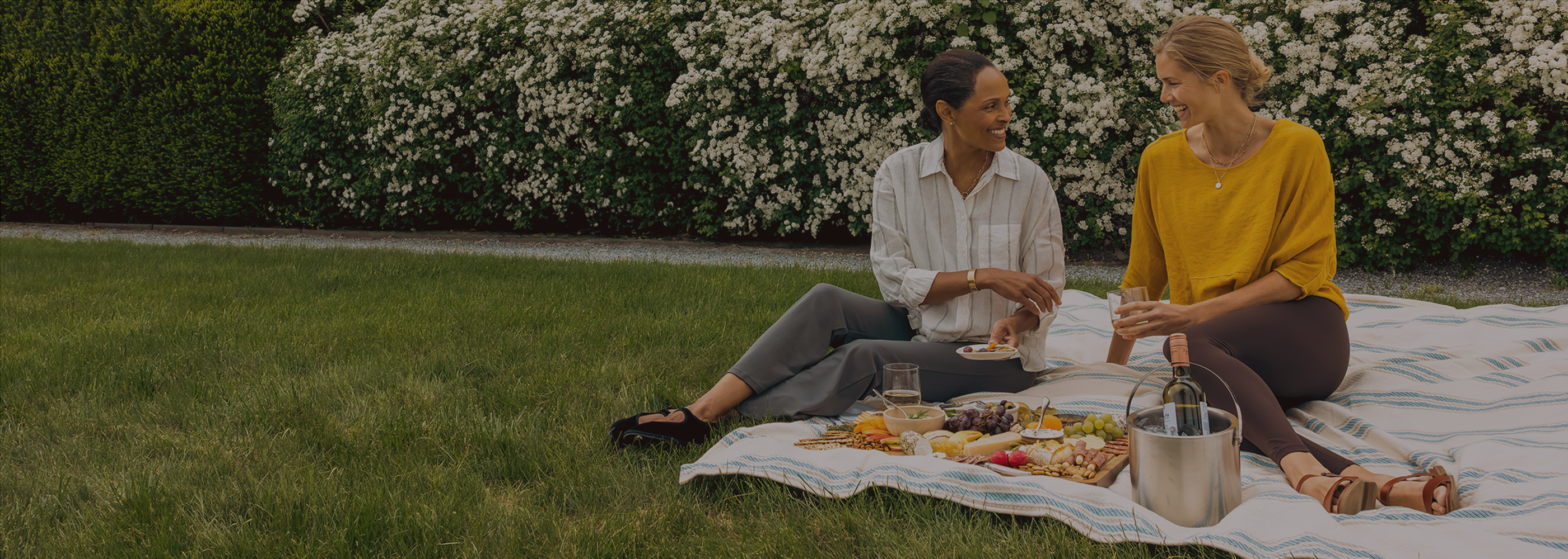 Two Women Having a Picnic in the Grass 