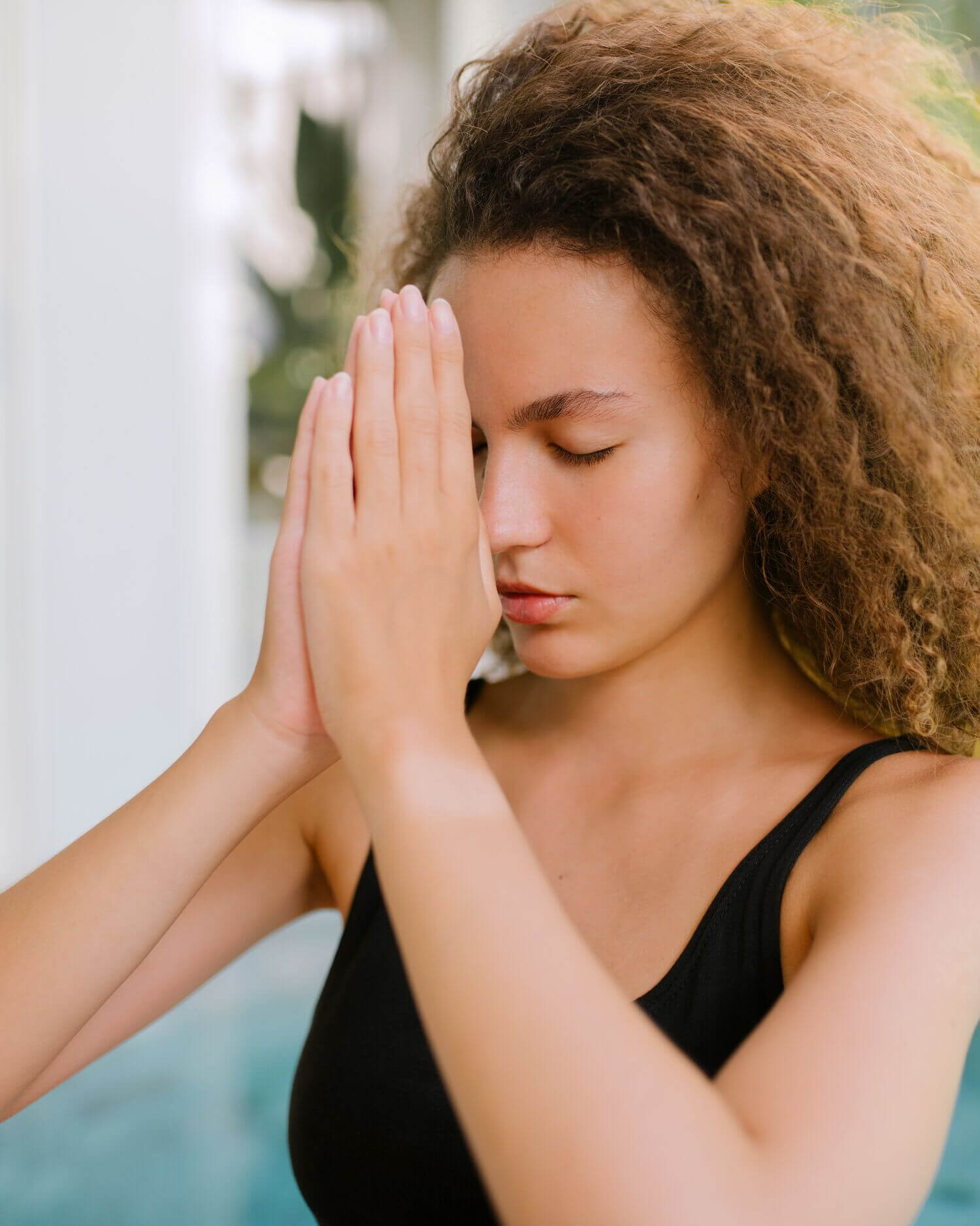 A woman meditating