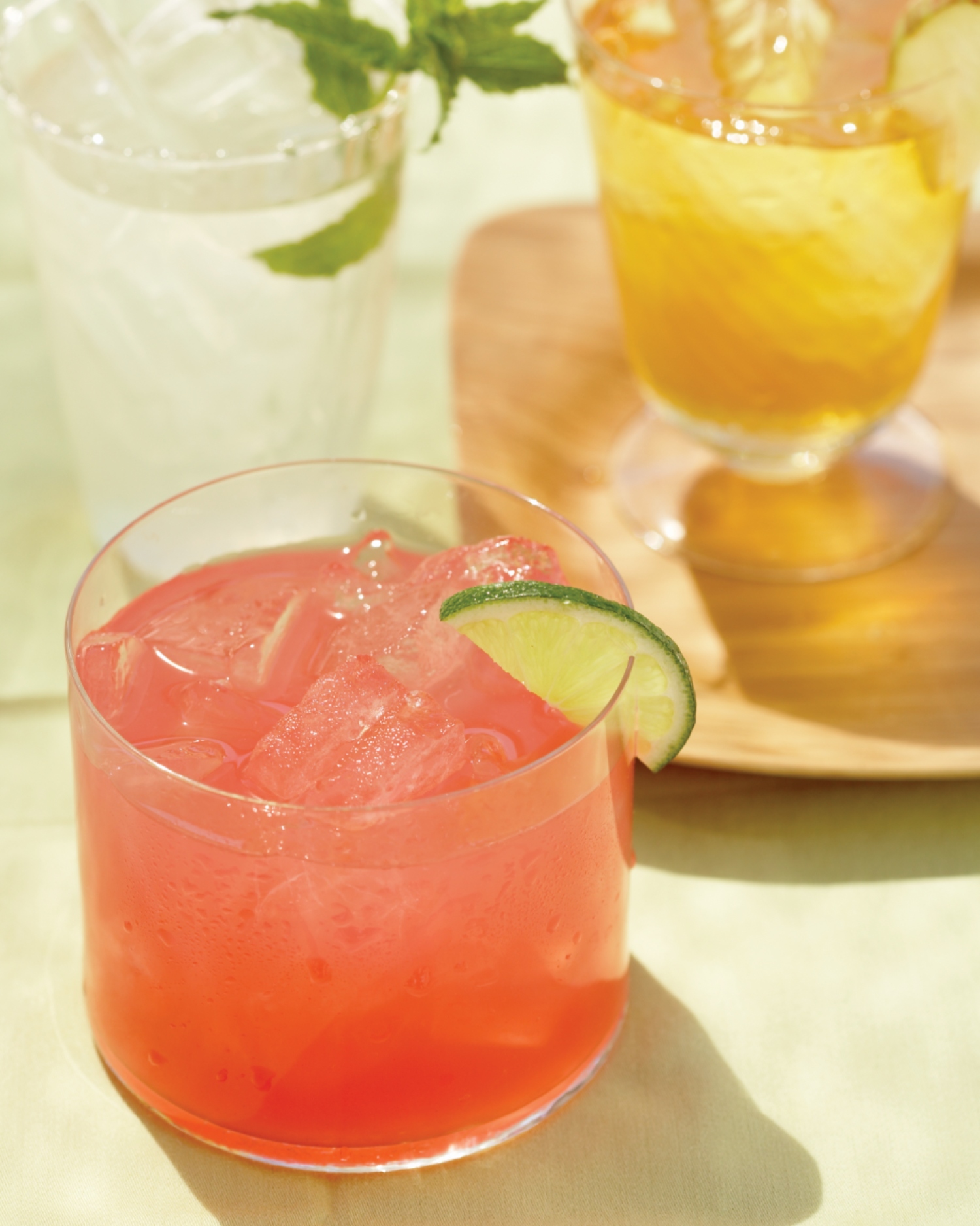 Mixed drinks in clear glasses