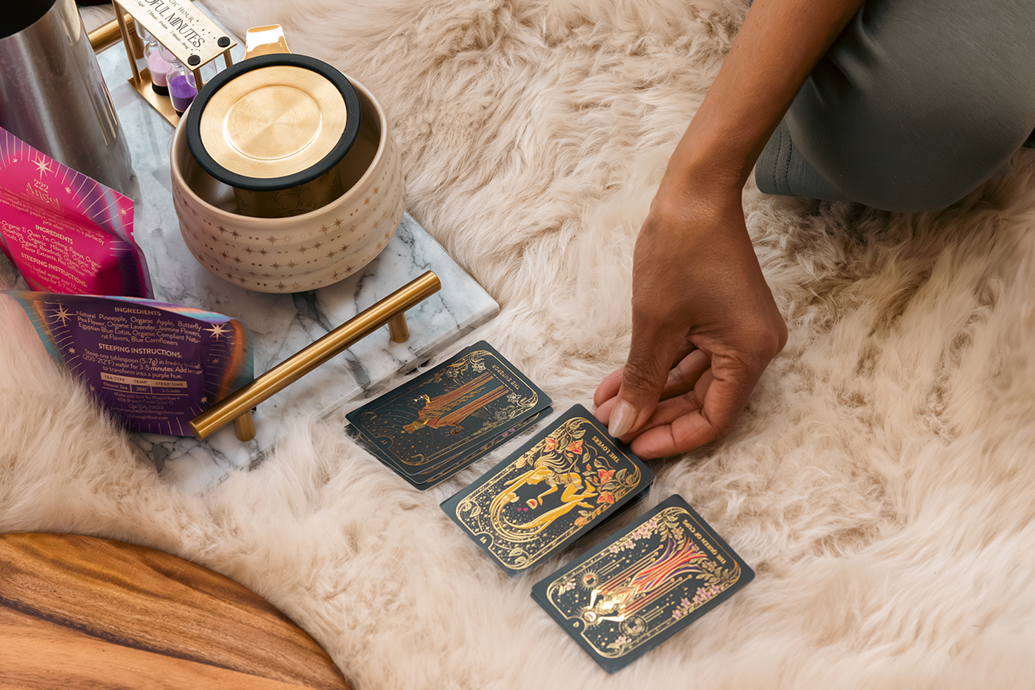 a woman reading tarot cards