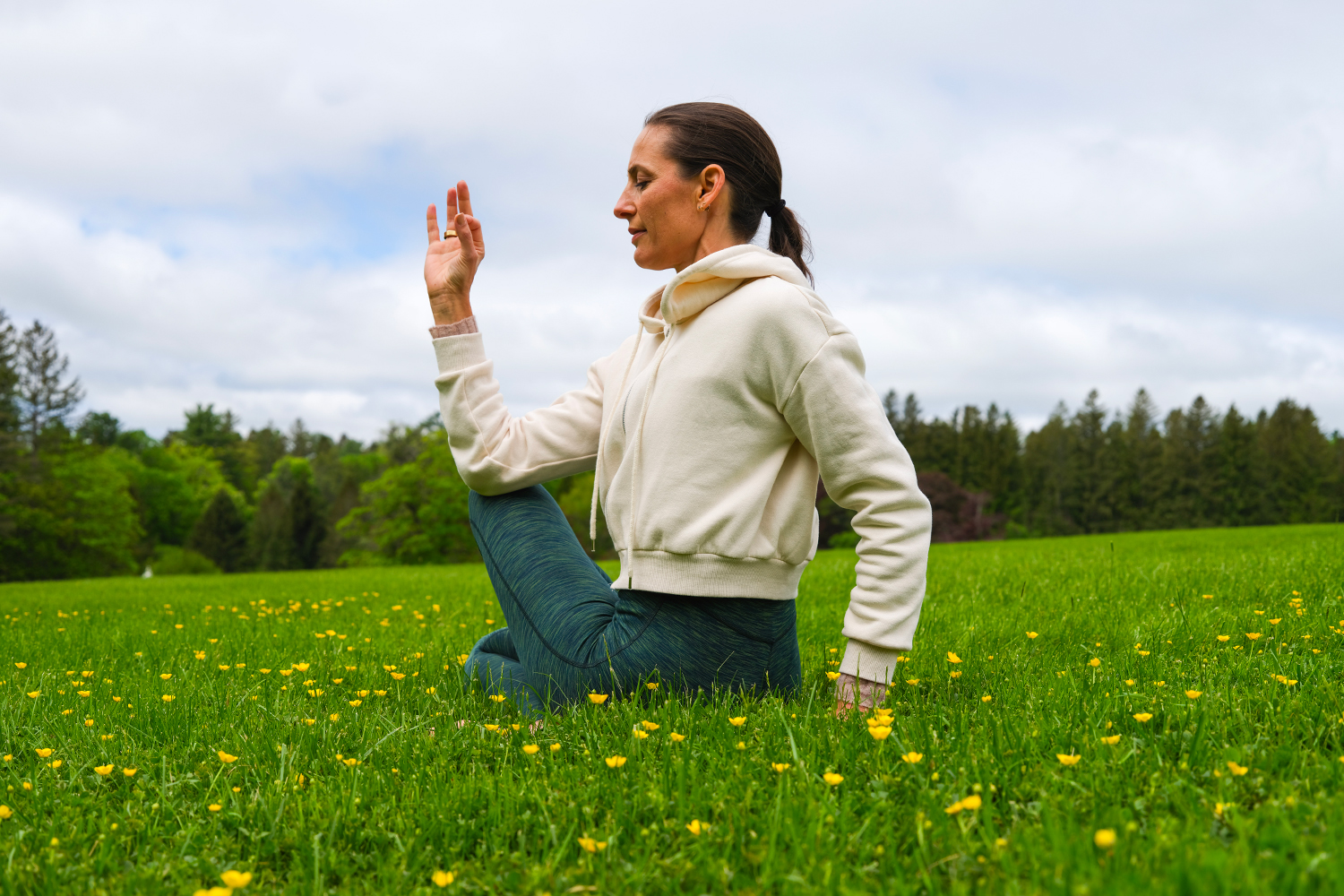 a woman doing yoga