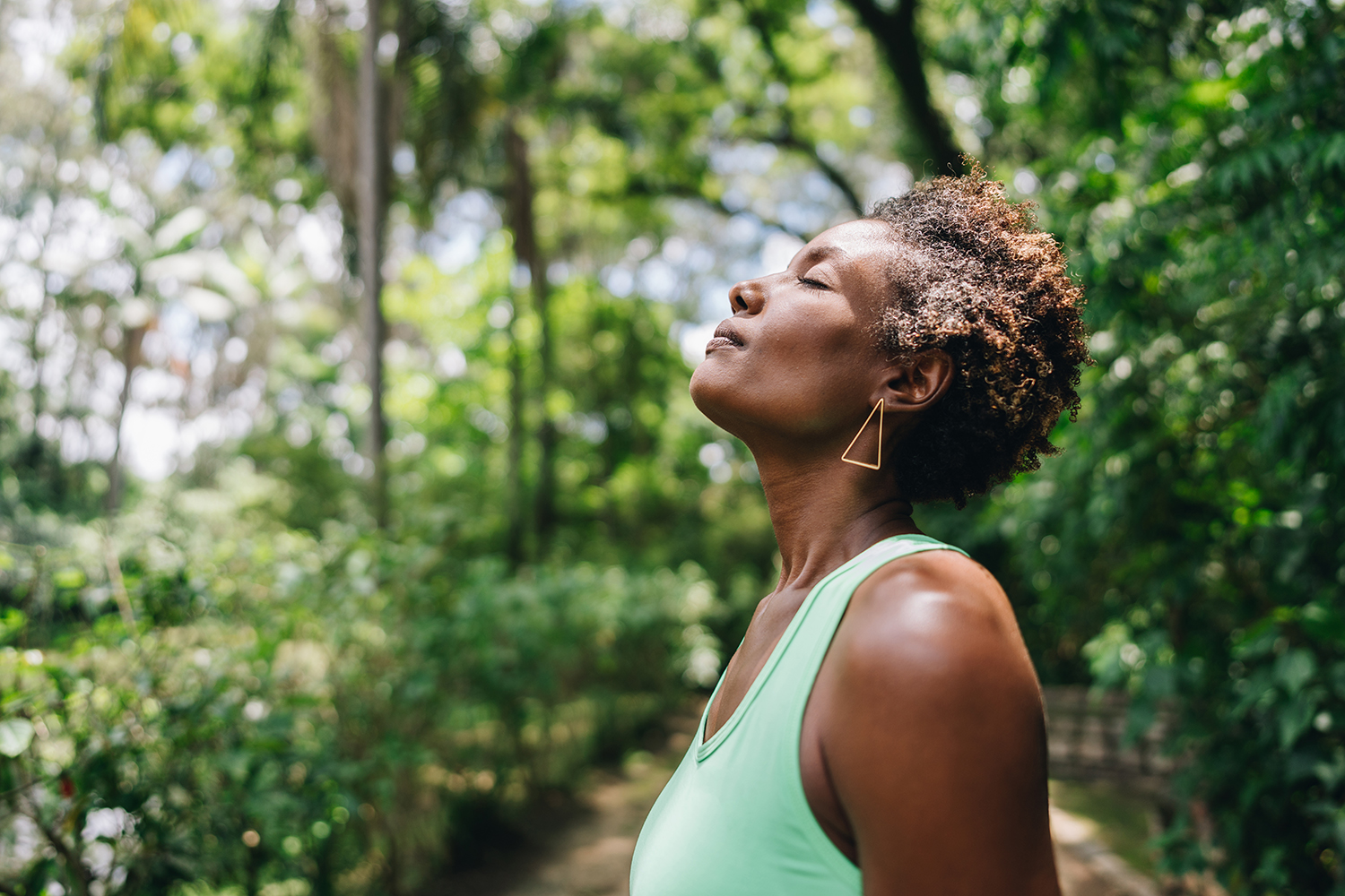 a woman meditating