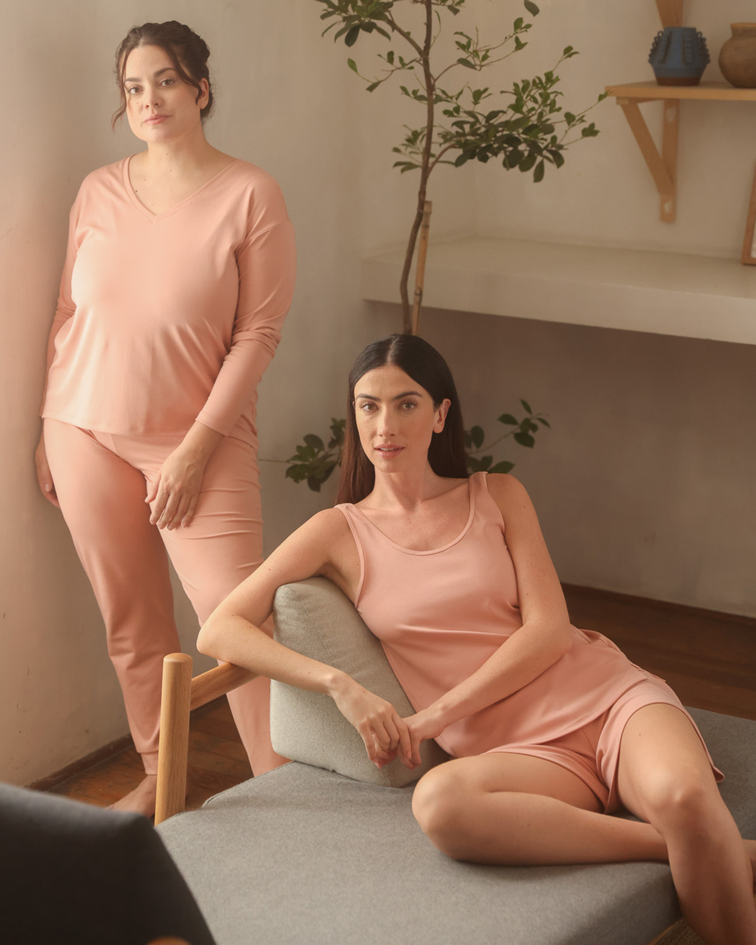 models wearing pajamas