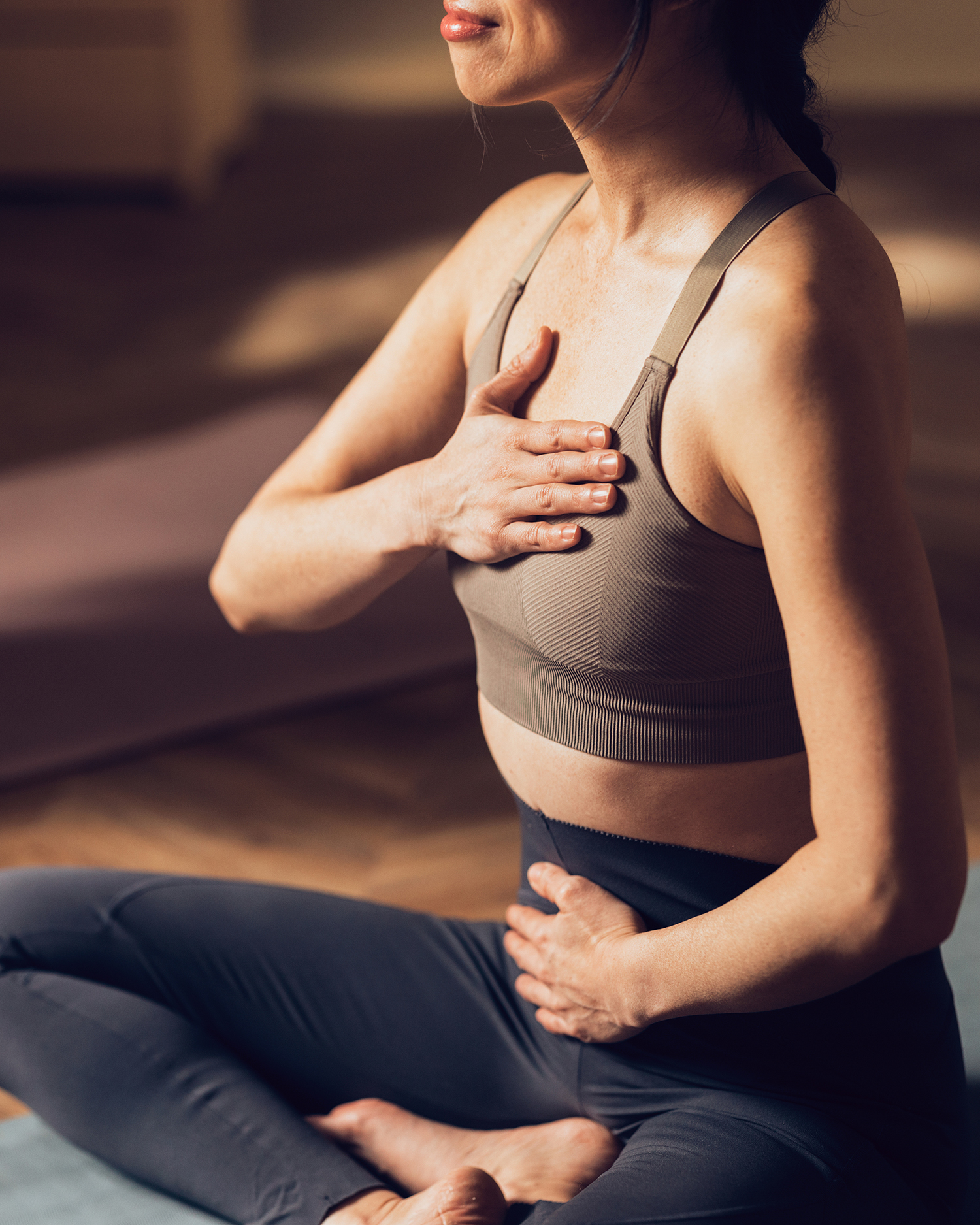 Women in a group breathing class