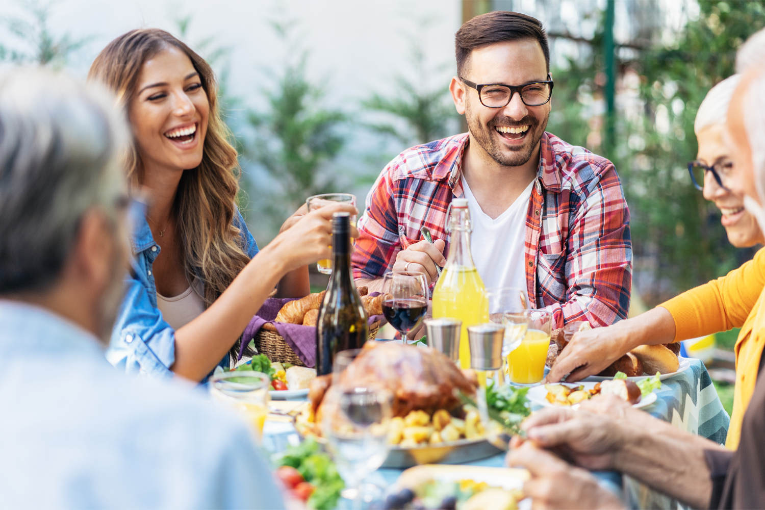 a family eating