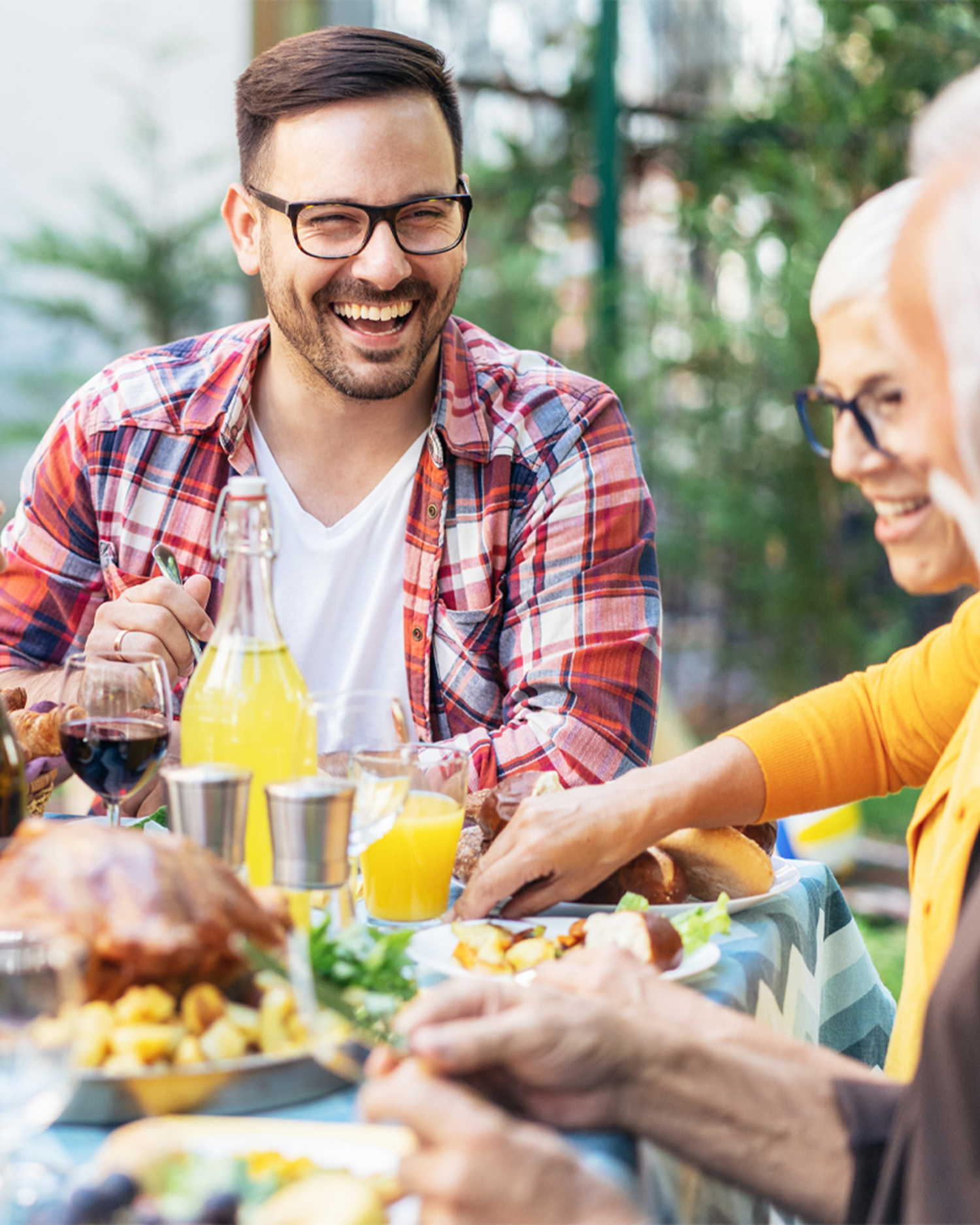 a family eating