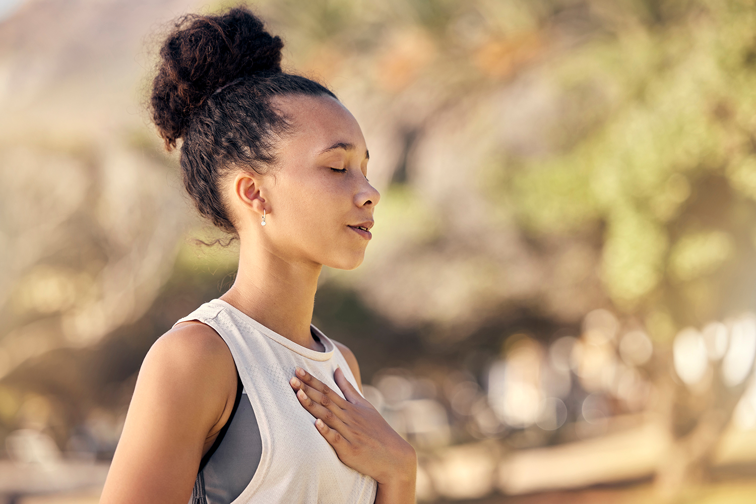 a woman meditating