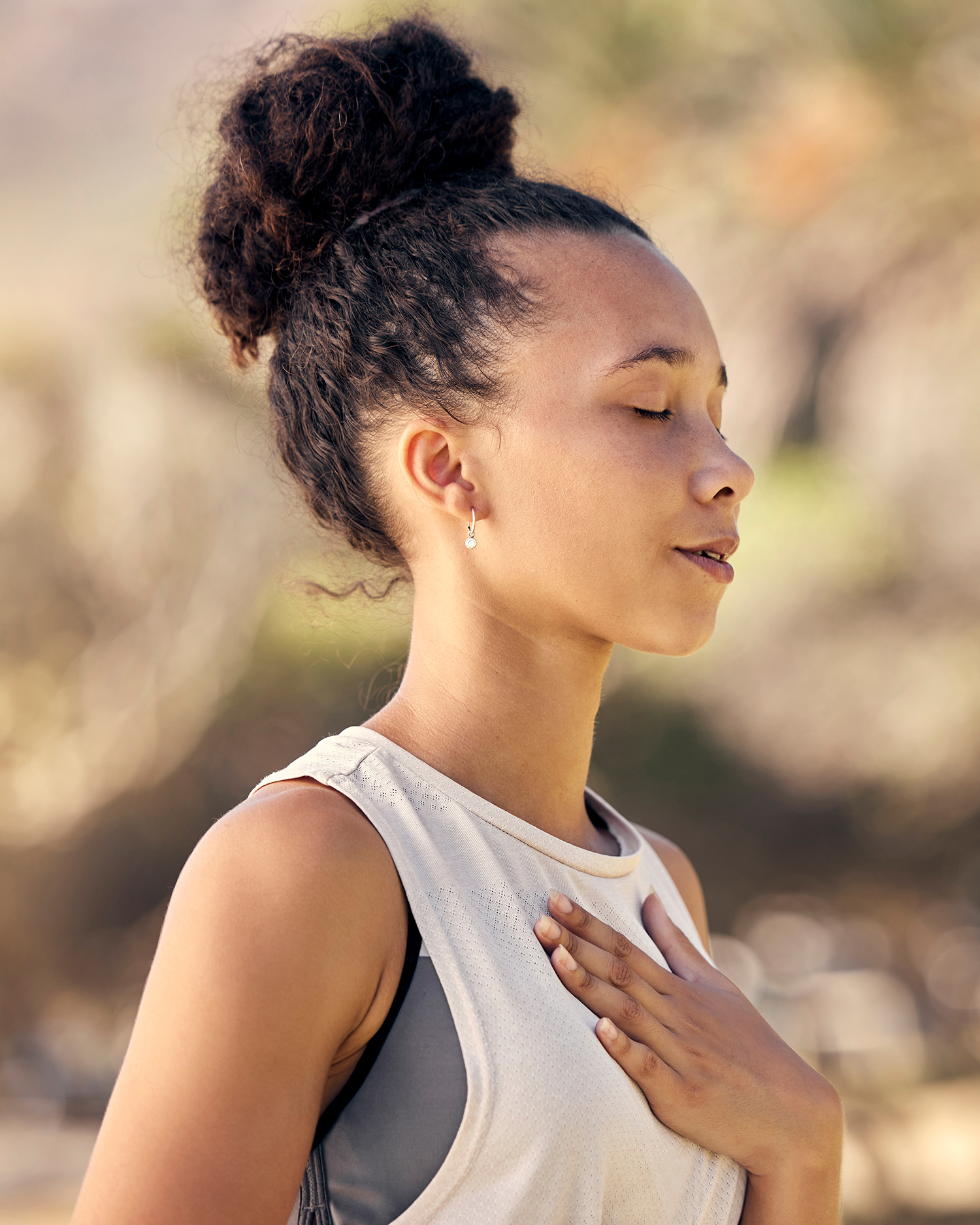 a woman meditating