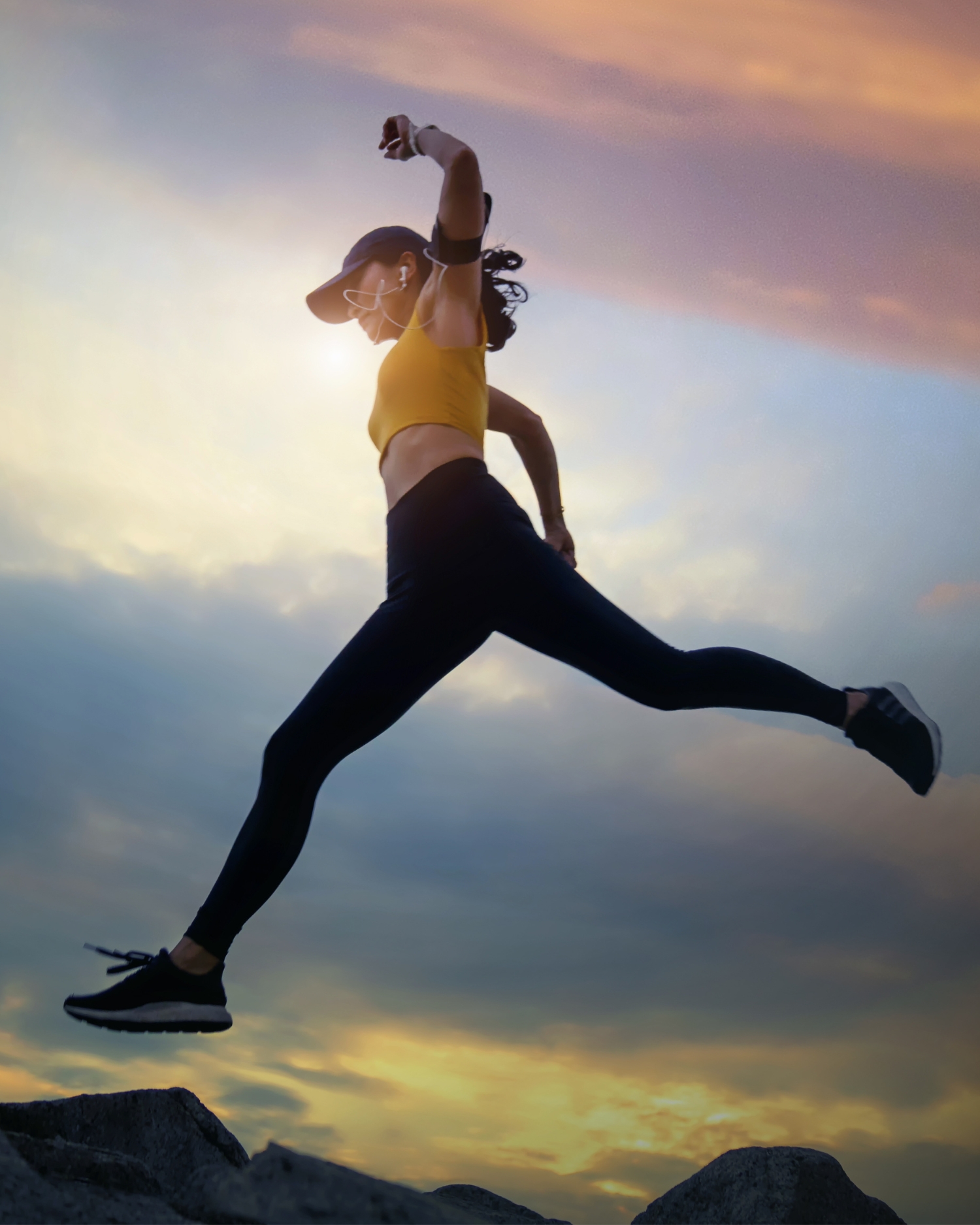 a woman jumping