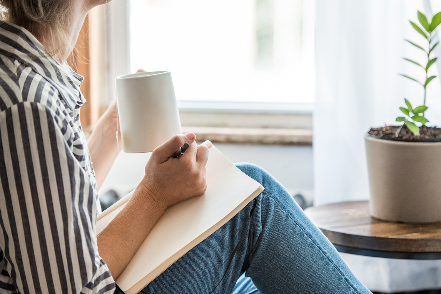 a woman journaling