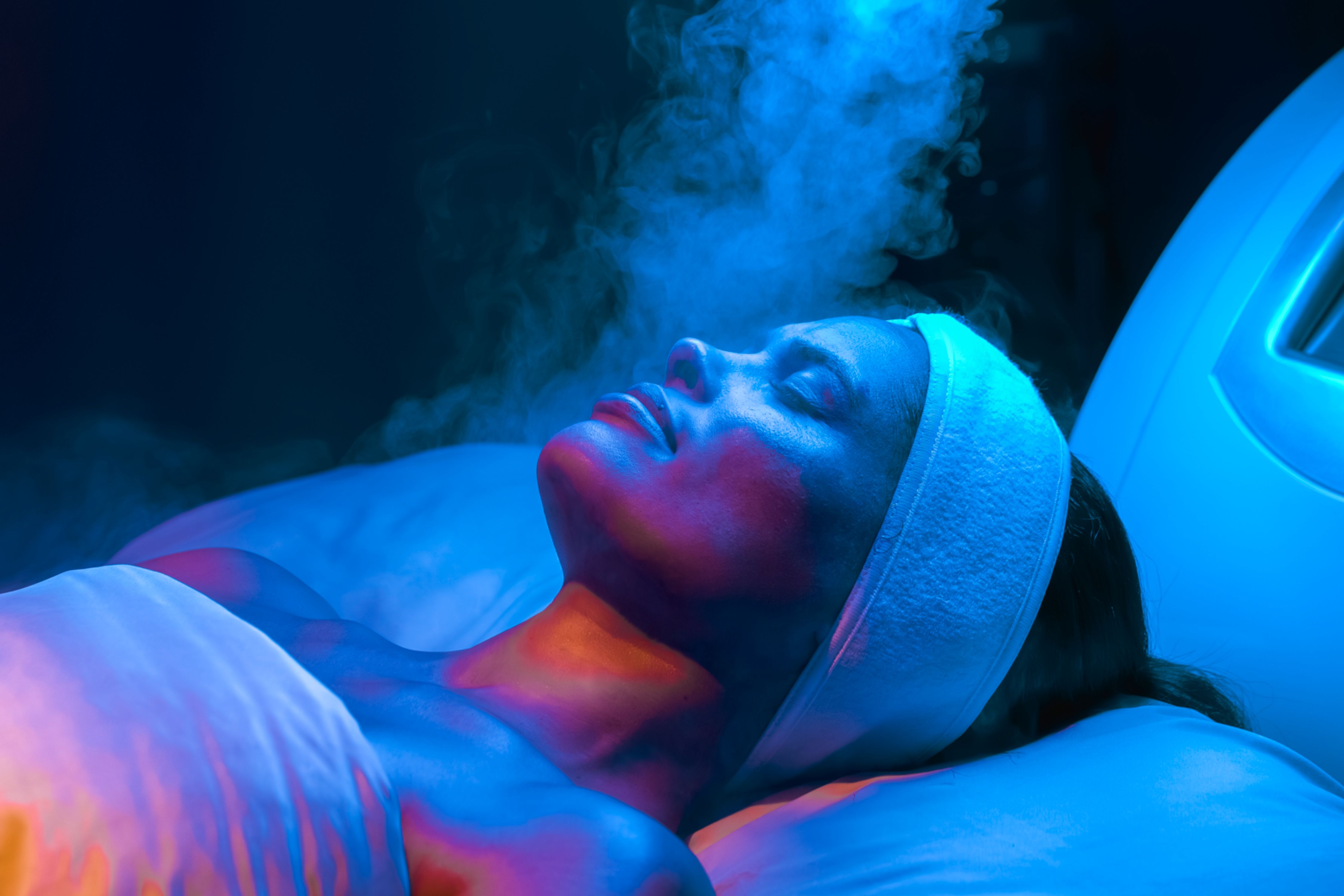 A woman getting a steam facial