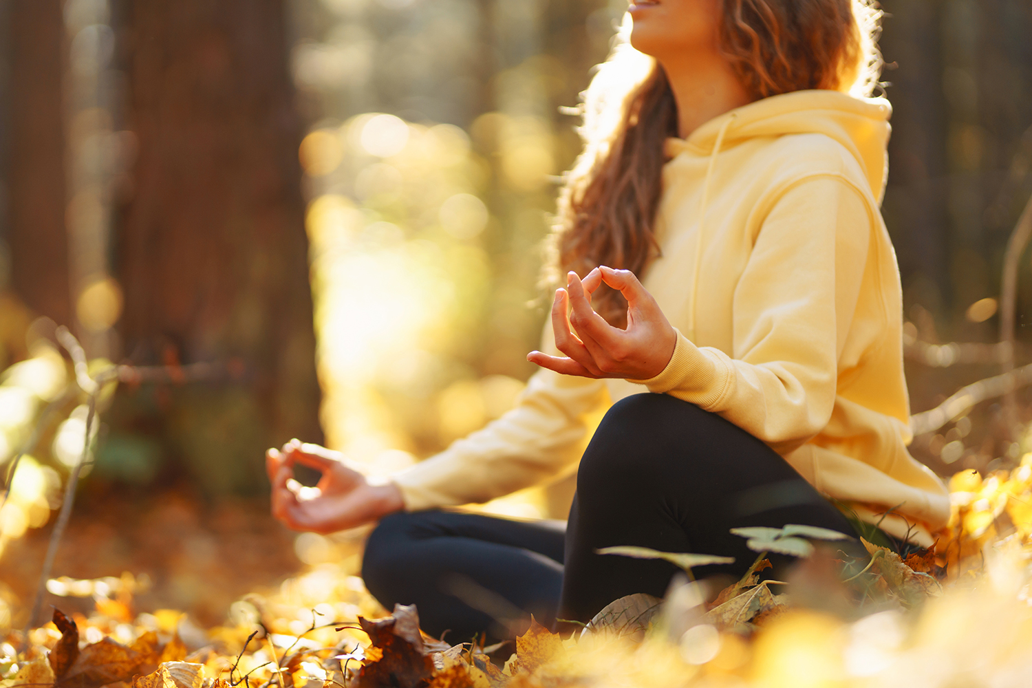 a woman meditating