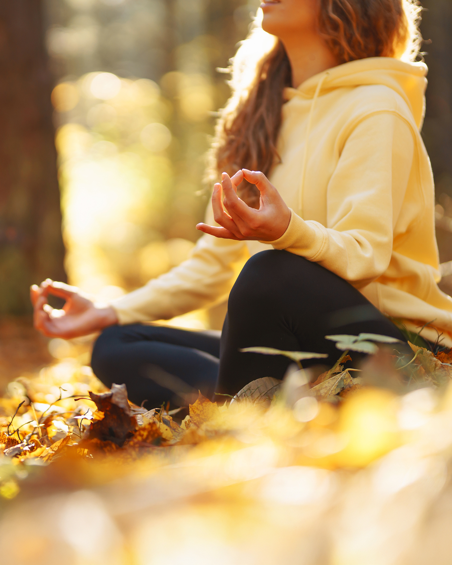 a woman meditating
