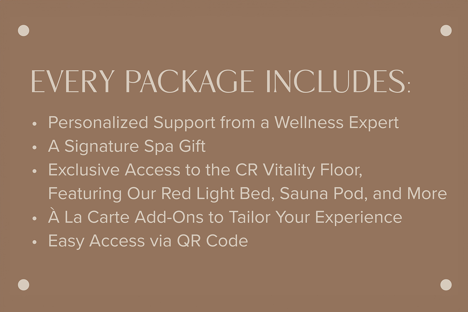 Inclusions in bridal package