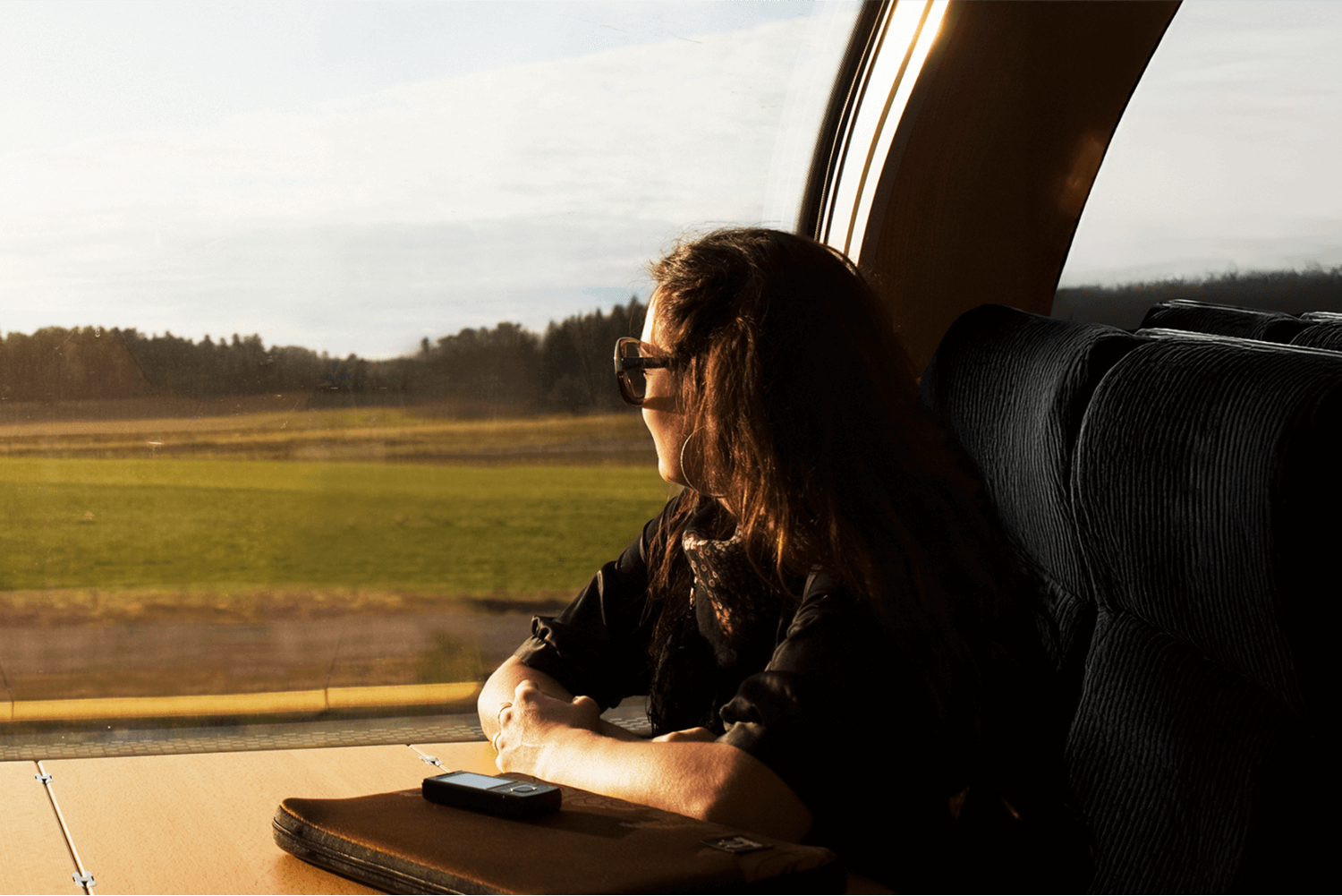a woman on a train