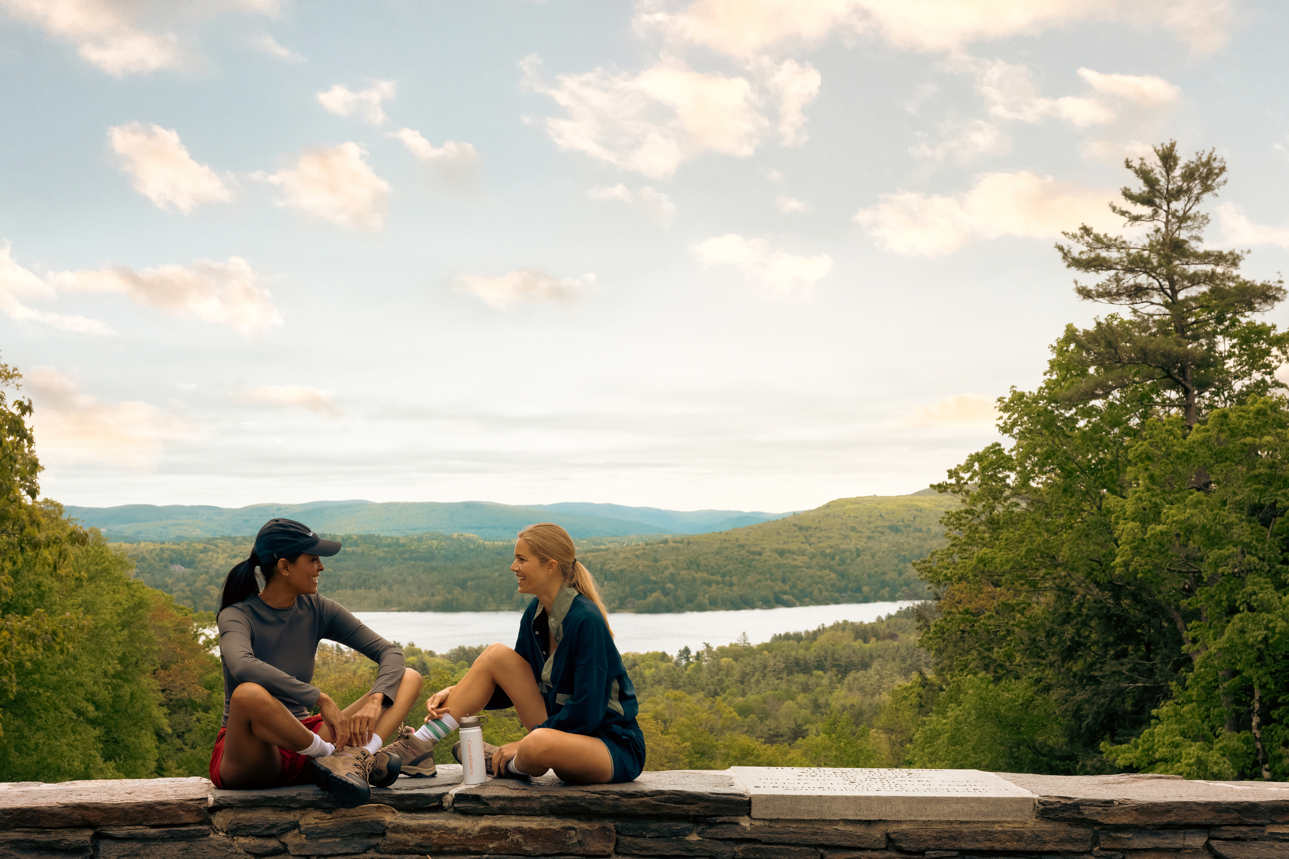 Two Women on a Mountain Lookout Point
