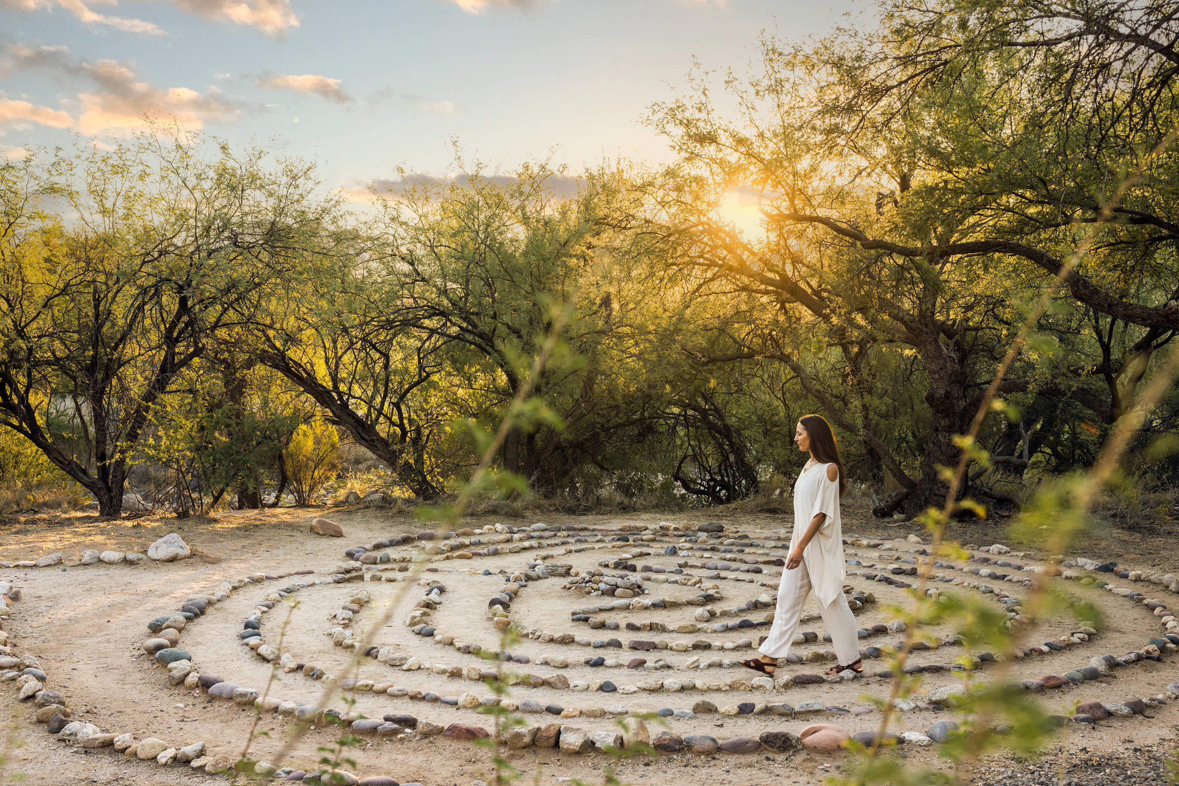 Woman Walking the Meditation Labyrinth