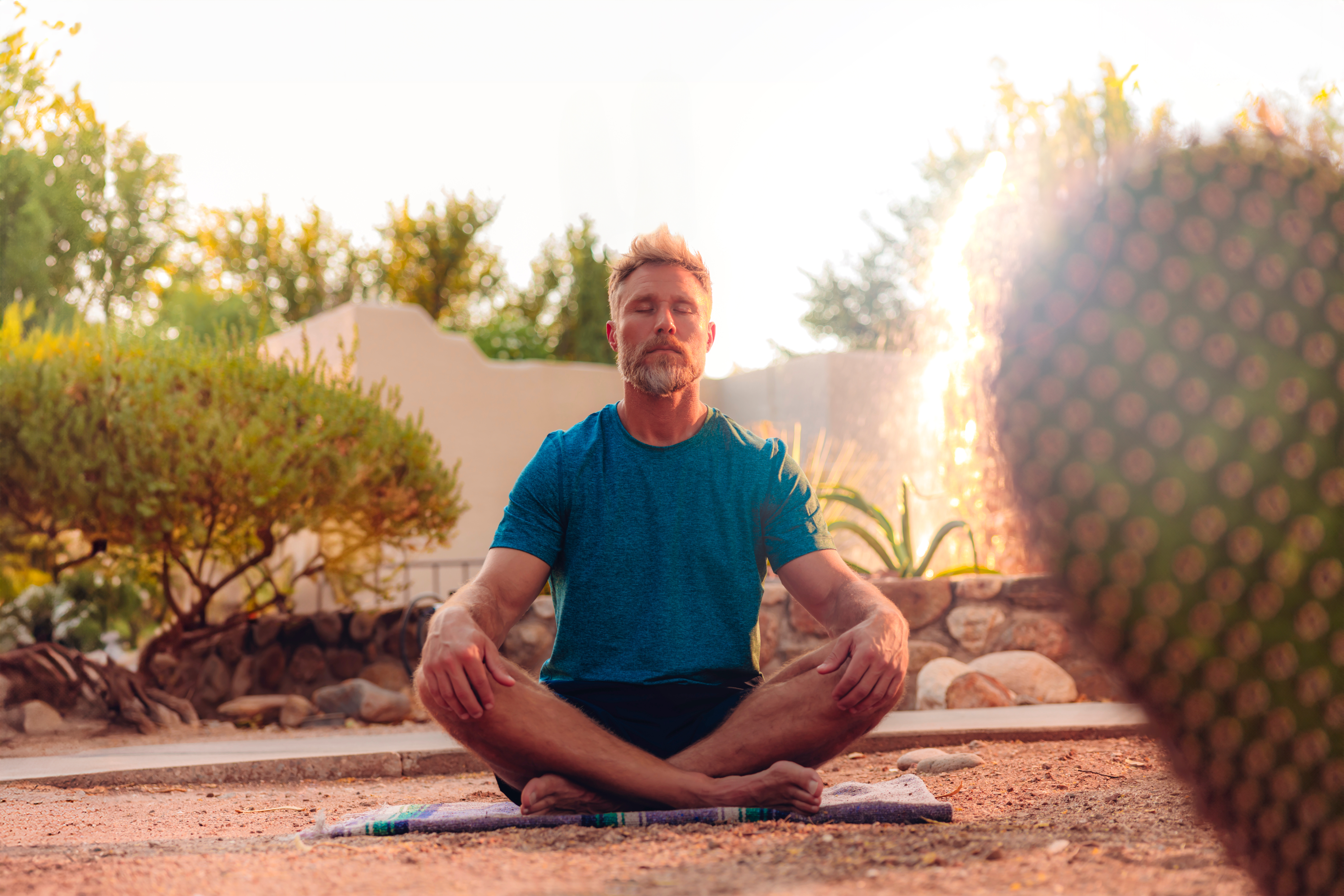 Man Doing an Outdoor Meditation