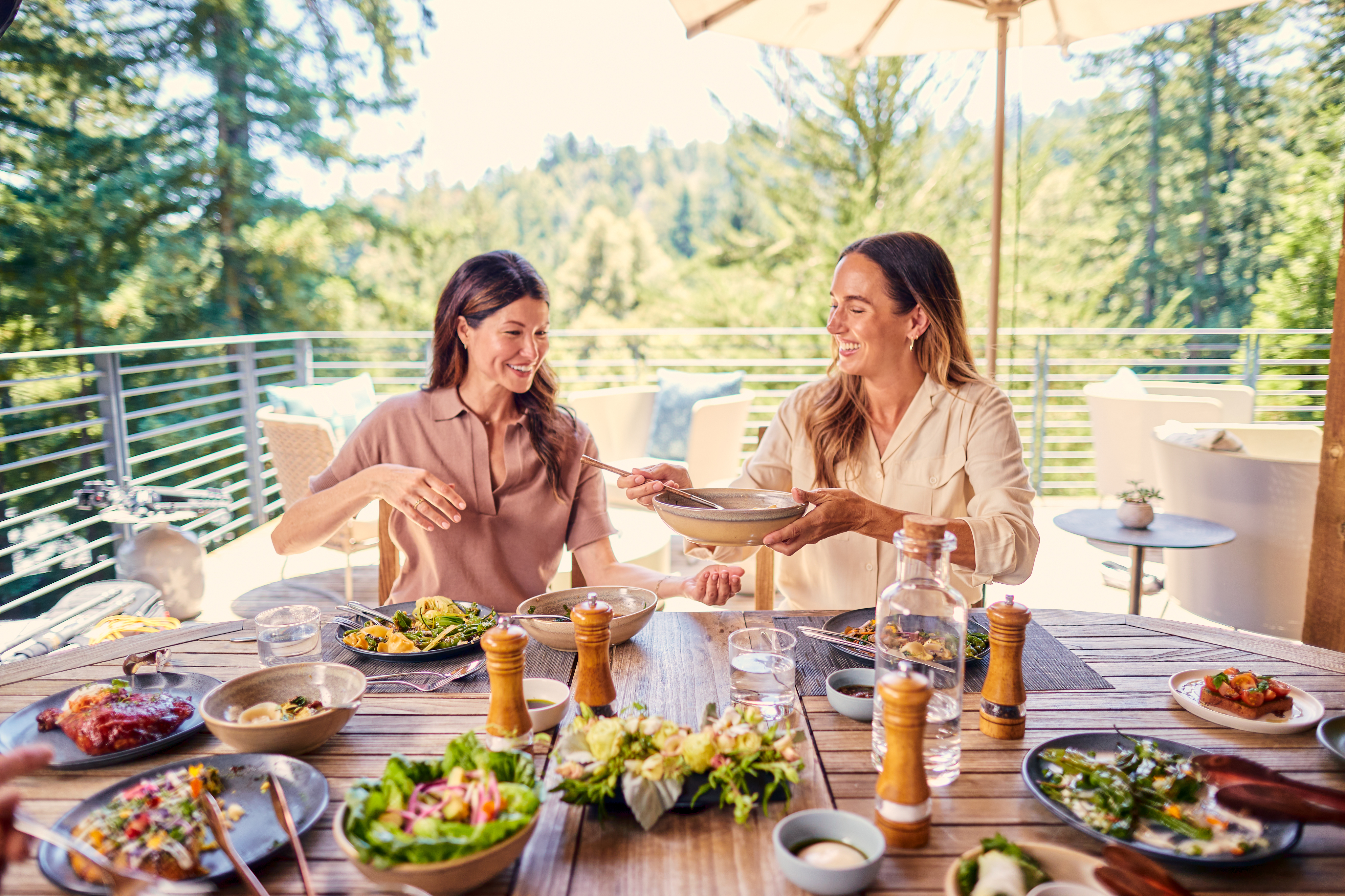 Two Women Eating Outdoors