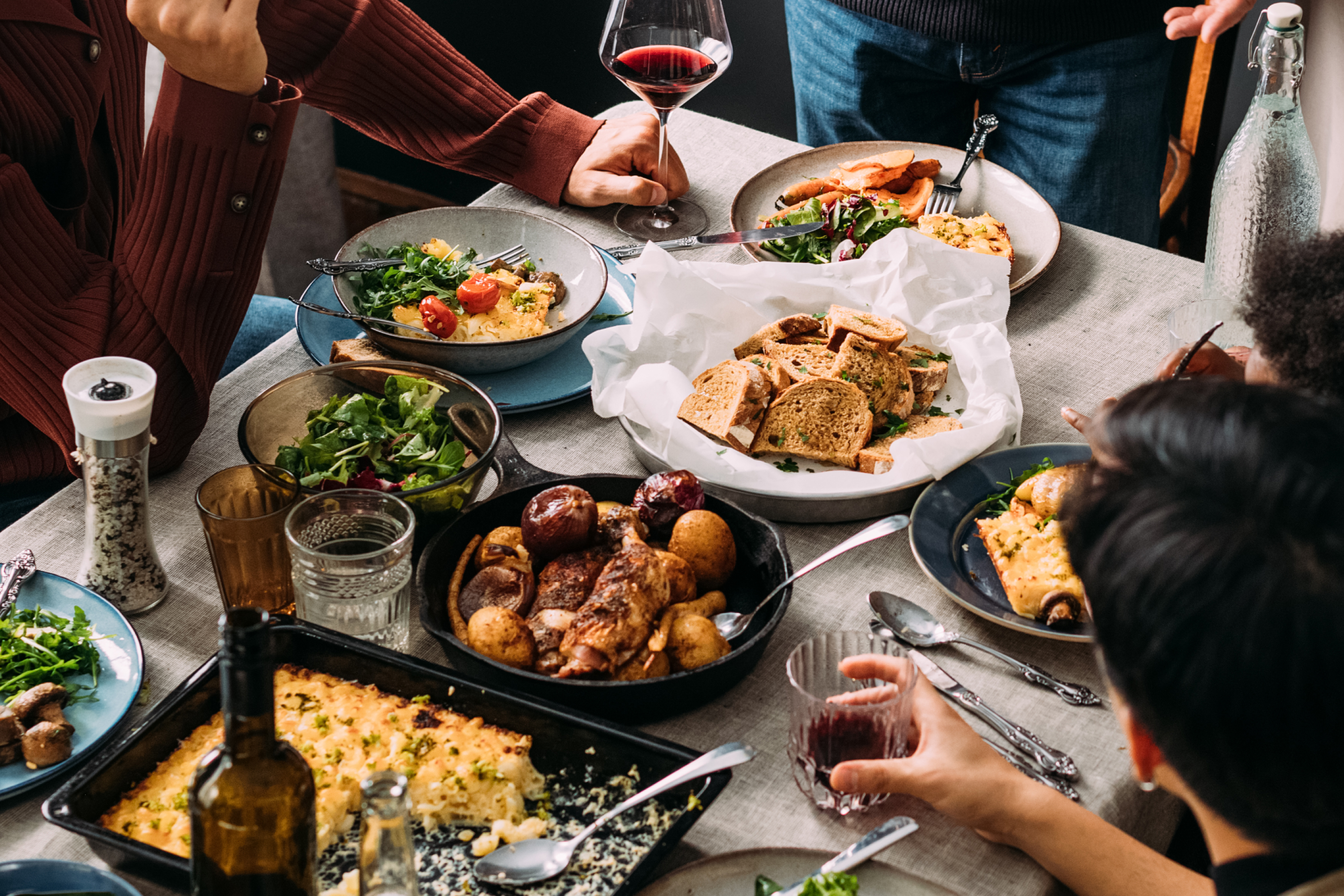 a family eating