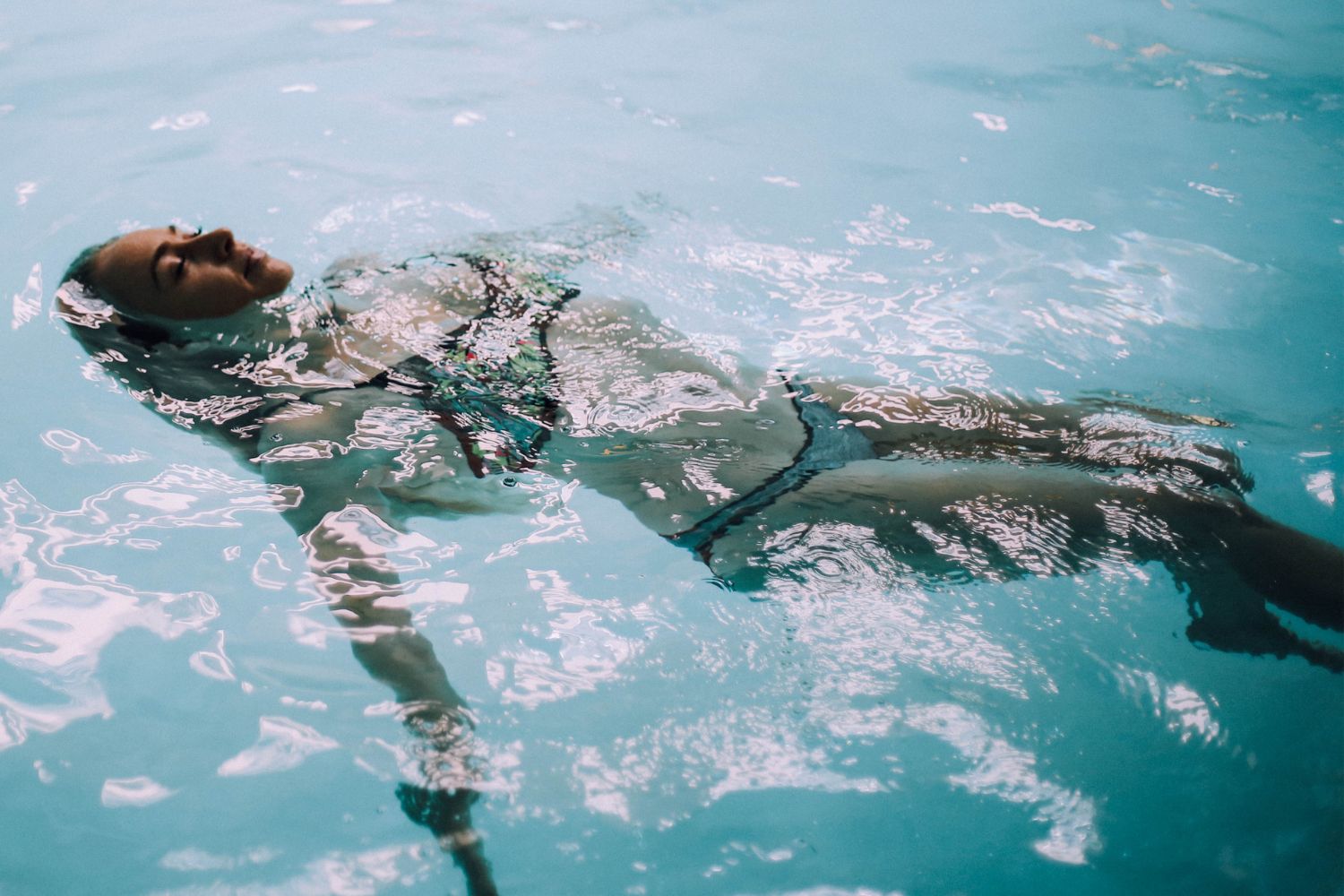 a woman floating