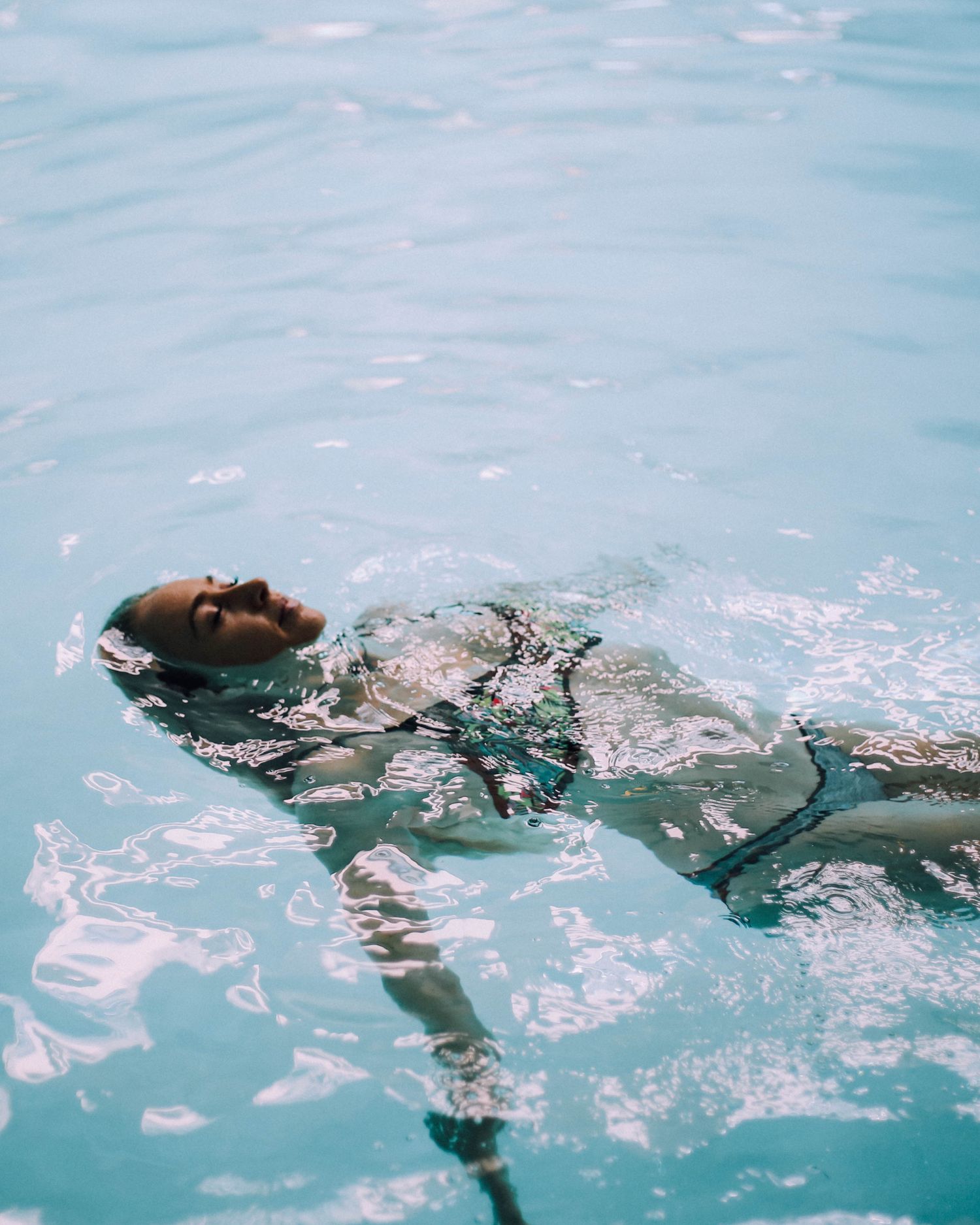 a woman floating
