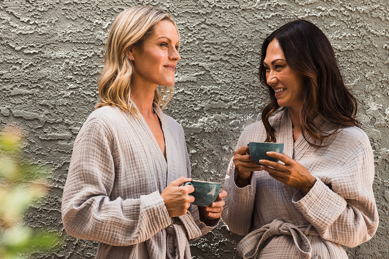 two women talking