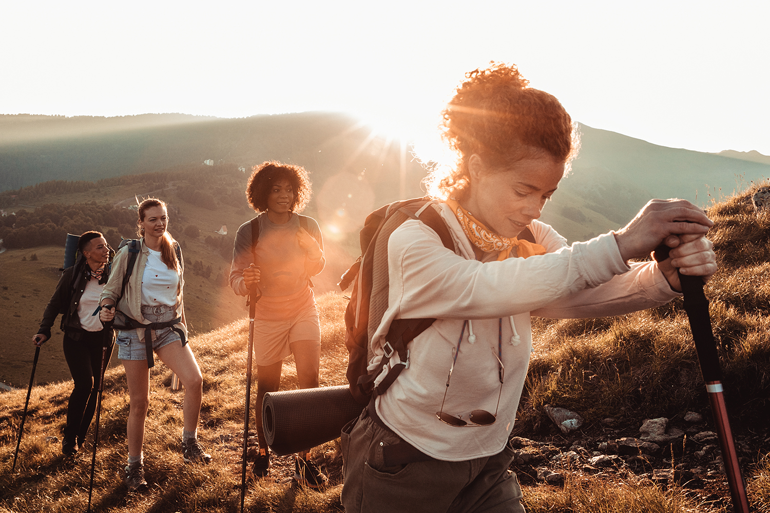 a group of people hiking