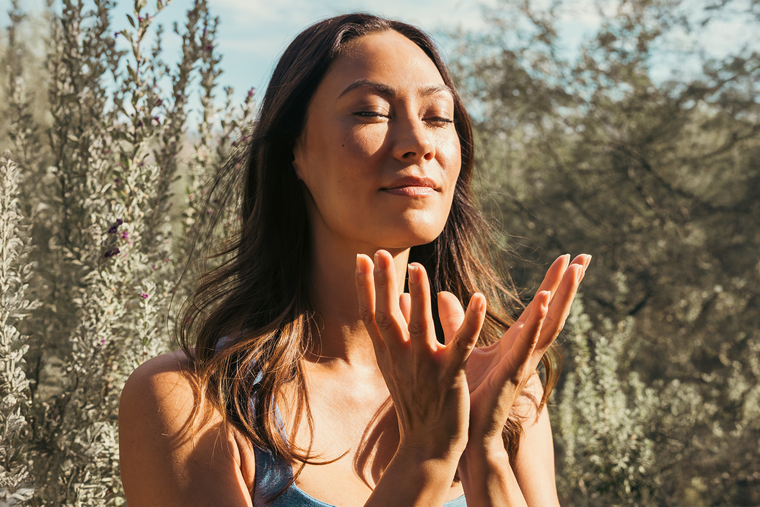 a woman meditating