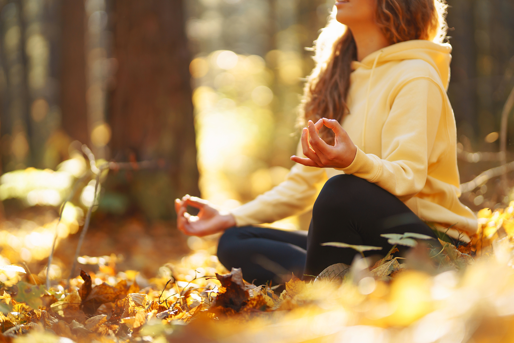 a woman meditating