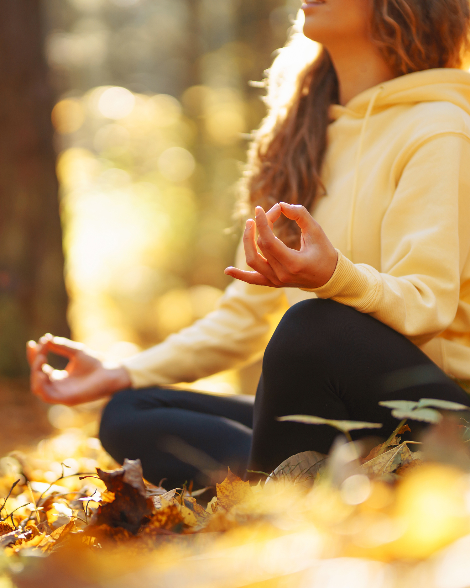 a woman meditating