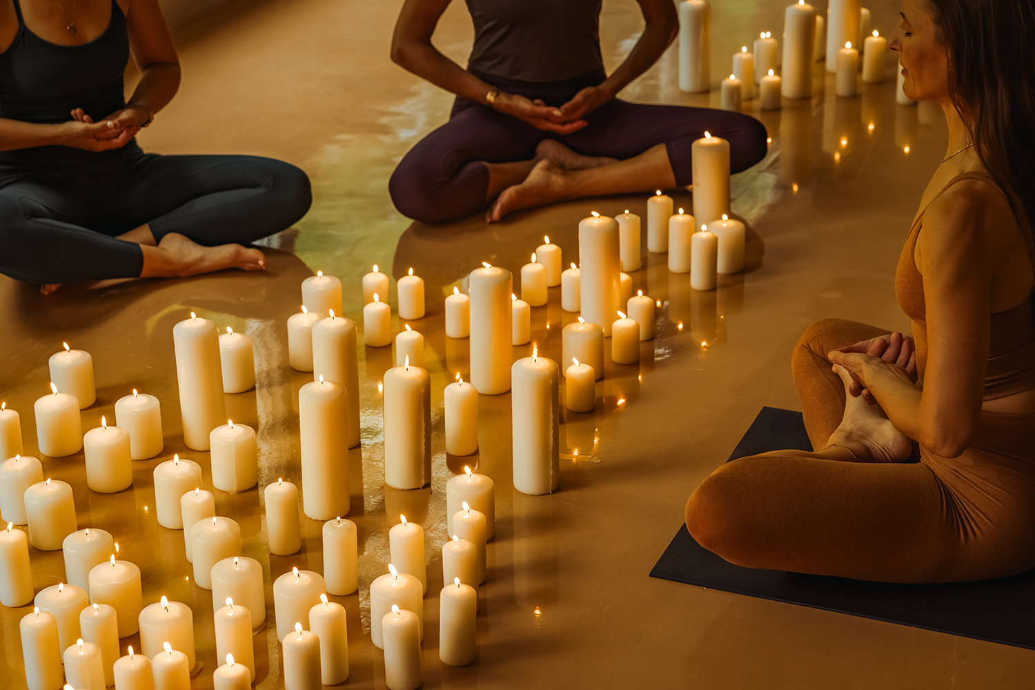 a group of women meditating