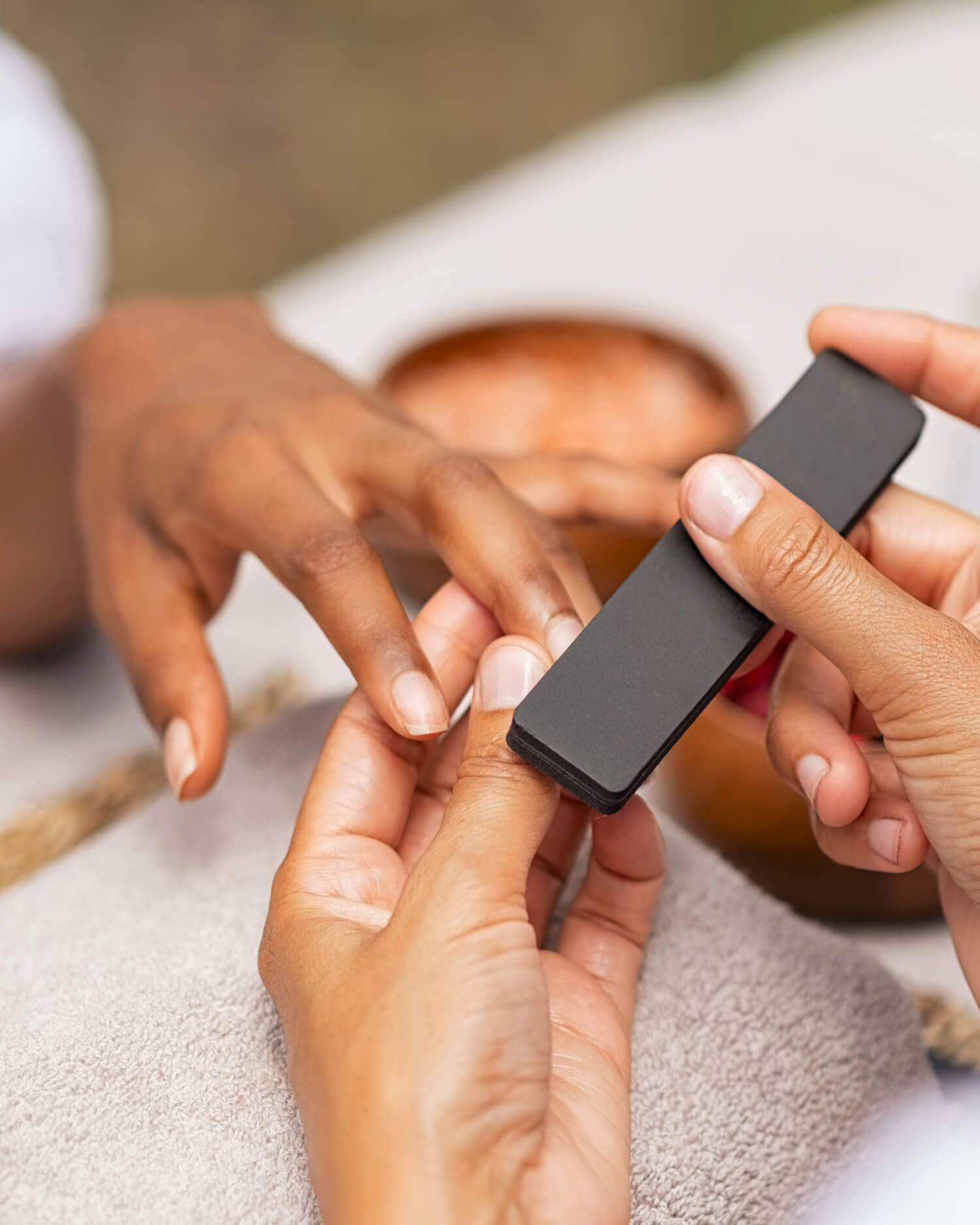 A woman getting a manicure