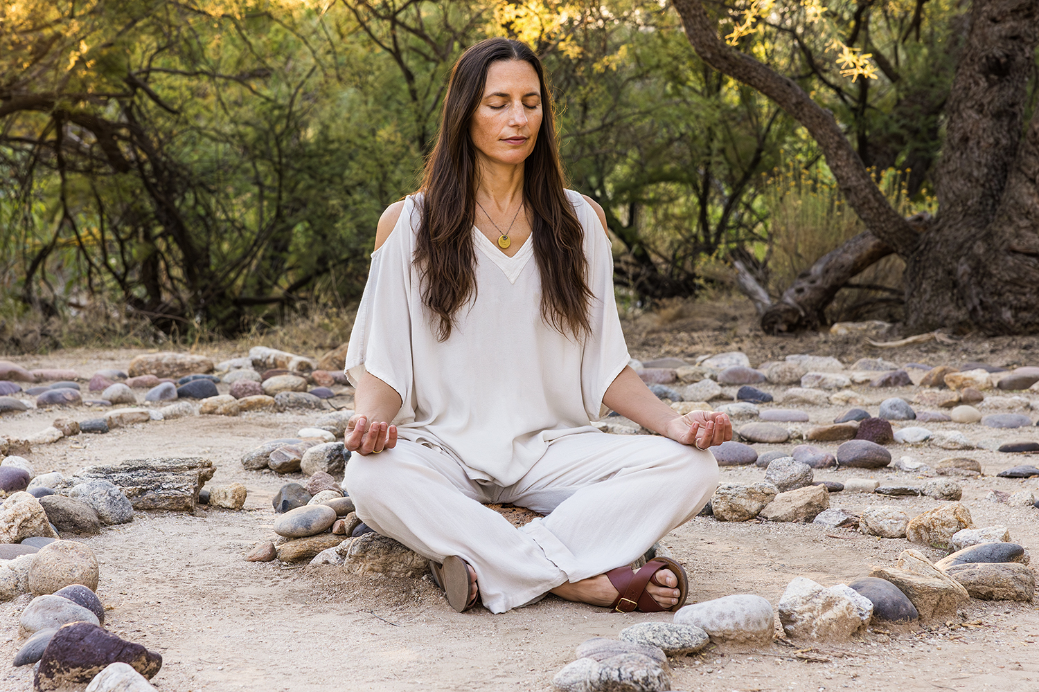 a woman meditating