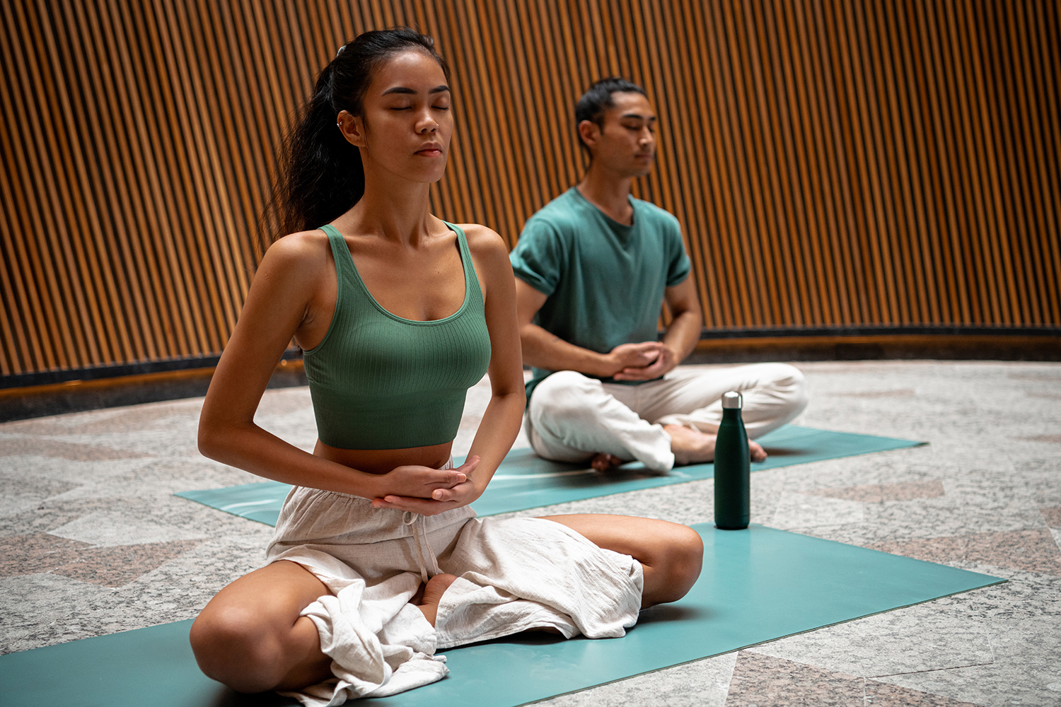  Couple doing yoga