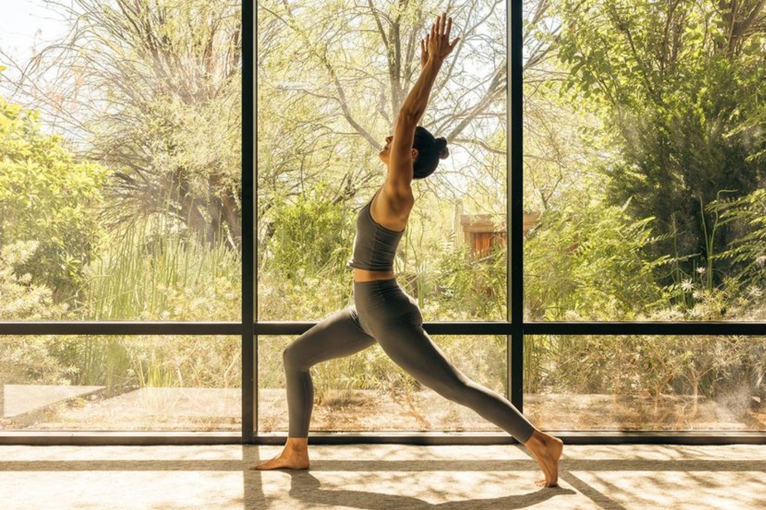 a woman doing yoga
