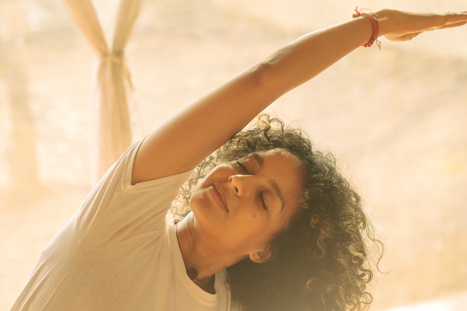 a woman stretching