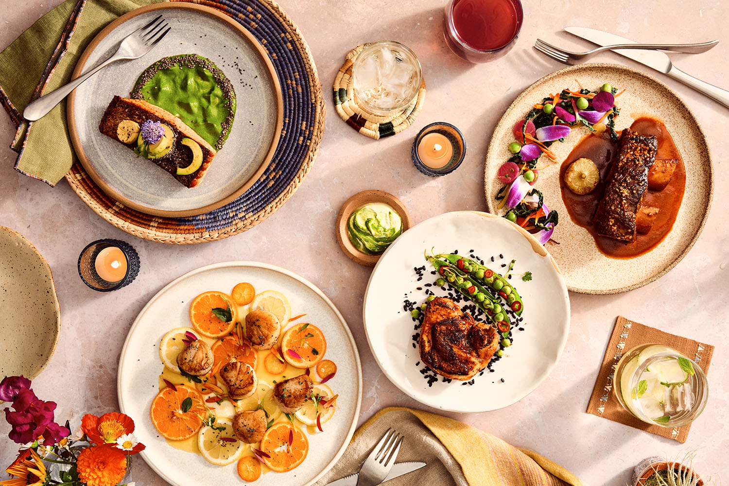 a table of food