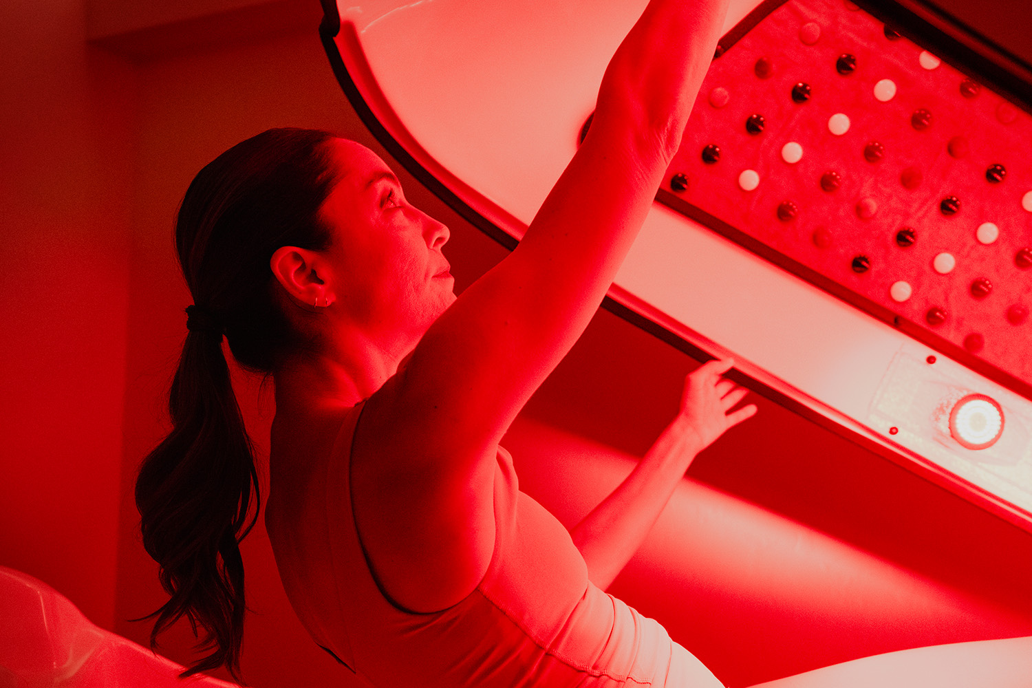 Woman in an infrared sauna